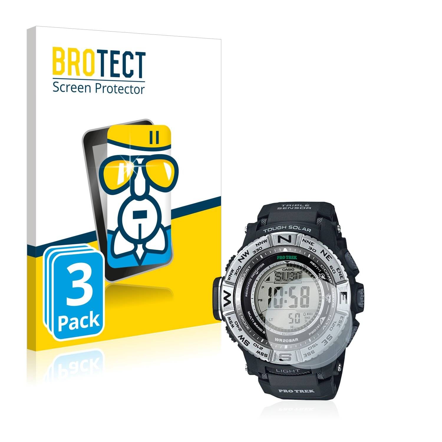 3x BROTECT AirGlass Schutzglas Folie für Casio Pro Trek