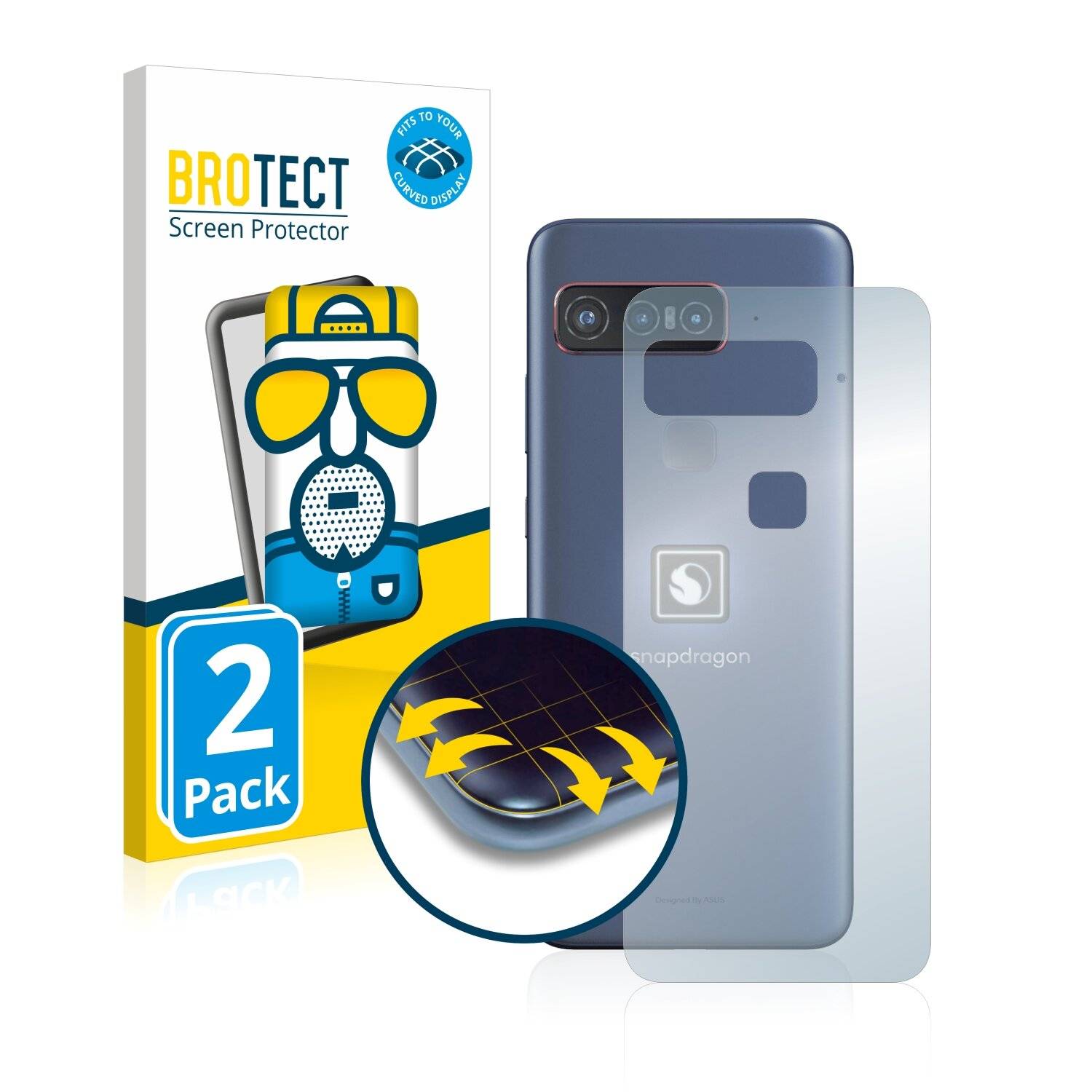 2x BROTECT Flex Matte Full-Cover Displayschutzfolie für Asus Smartphone for Snapdragon