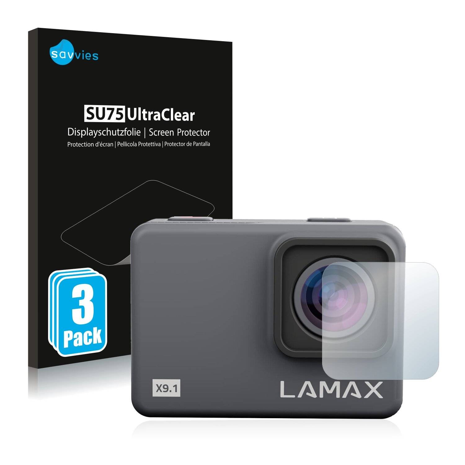 6x Savvies SU75 Displayschutzfolie für Lamax X9.1 Linse