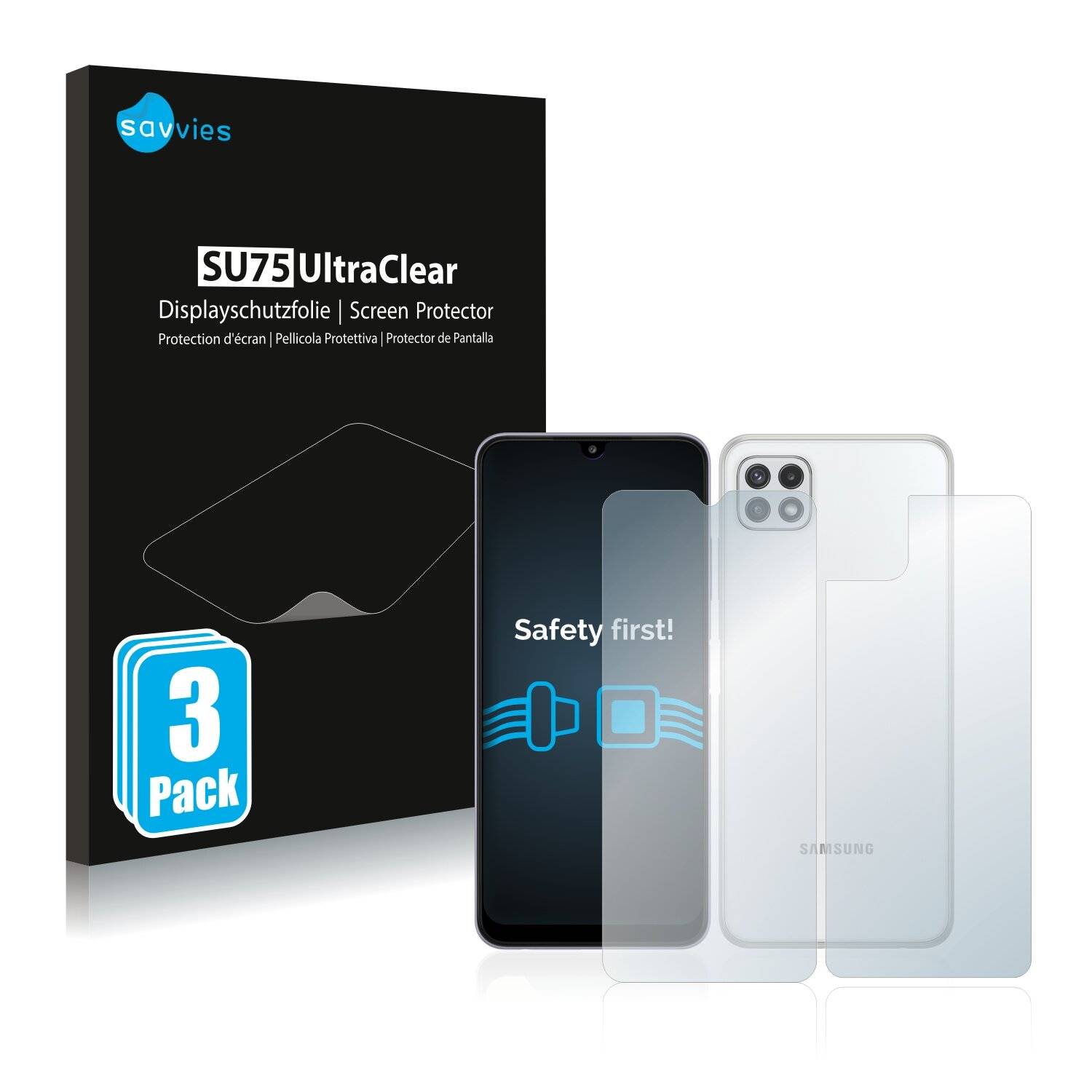 6x Savvies SU75 Displayschutzfolie für Samsung Galaxy A22 5G (Vorder +