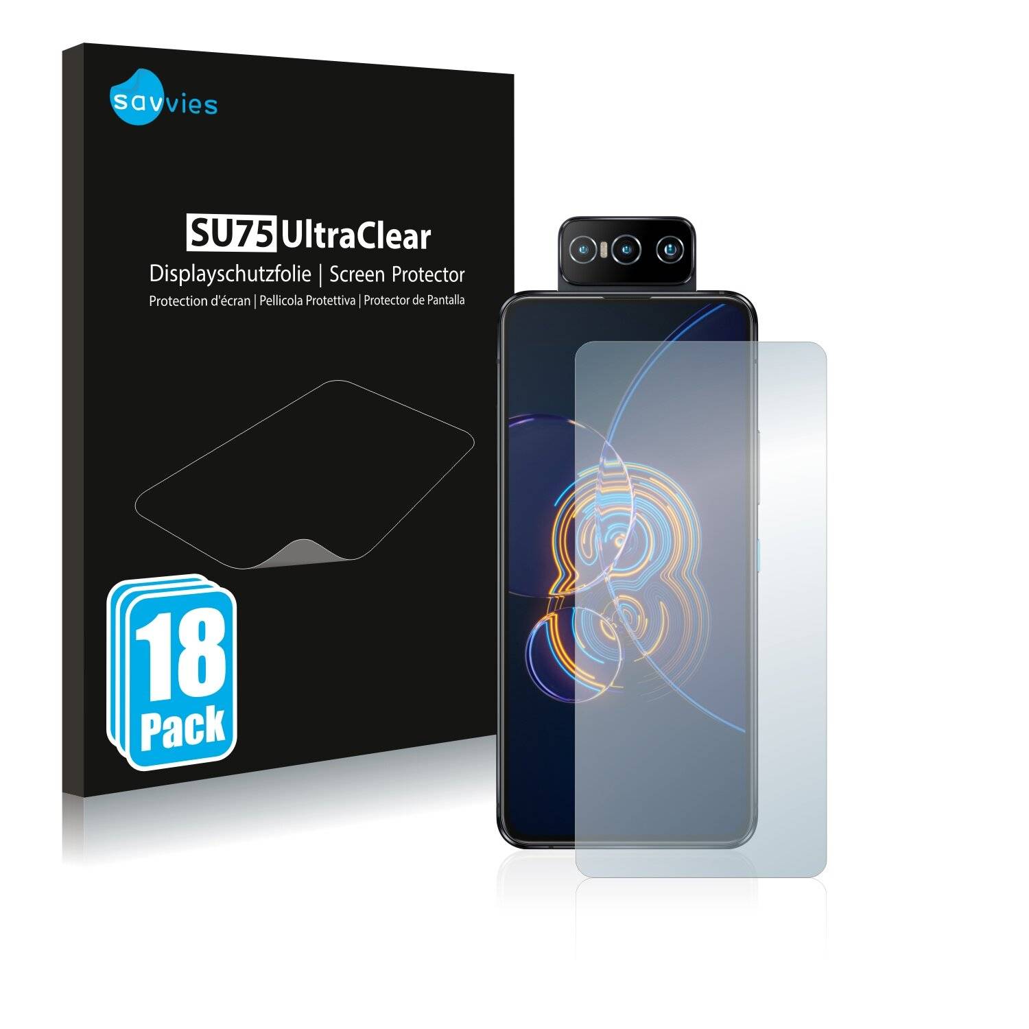 18x Savvies SU75 Displayschutzfolie für Asus ZenFone 8