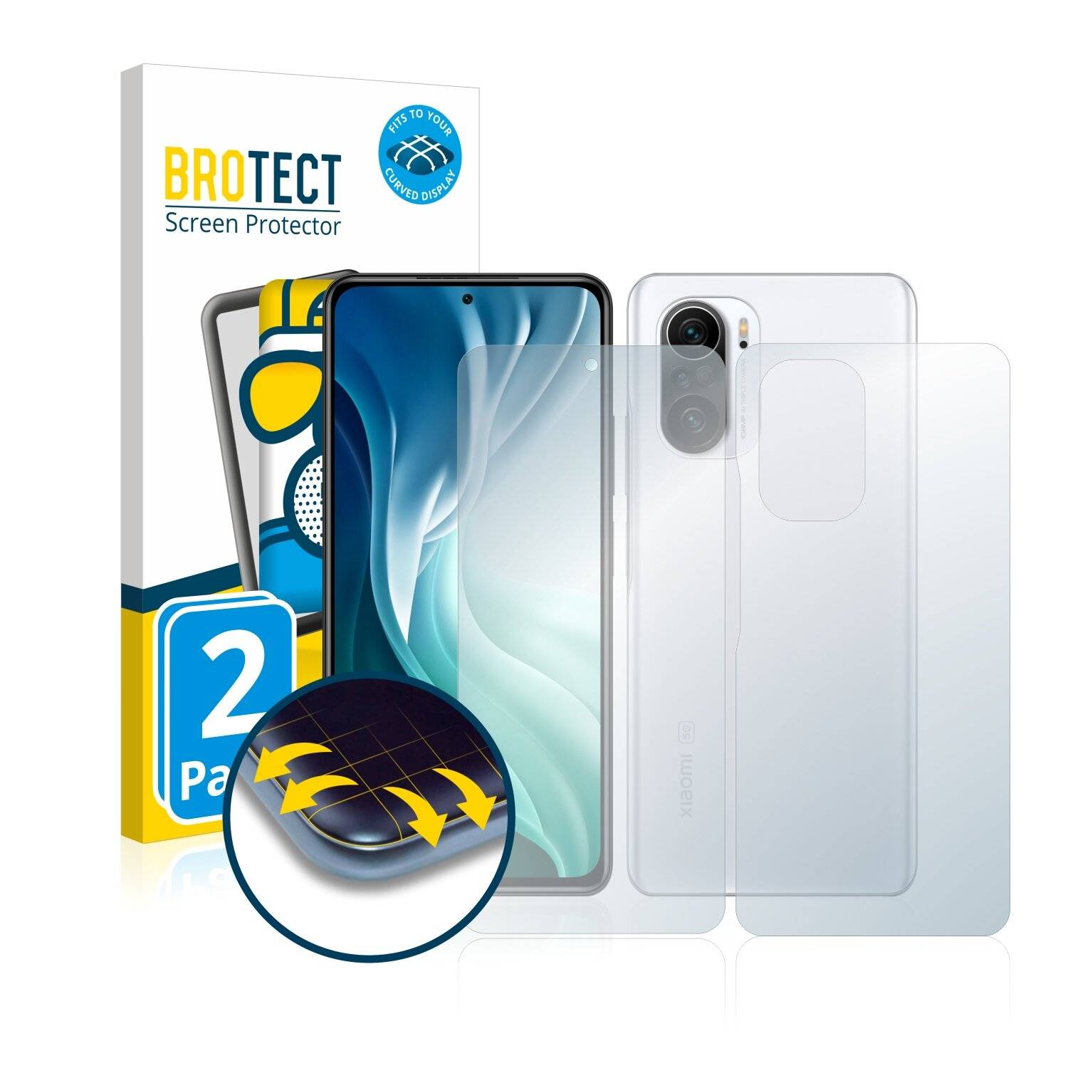 2x BROTECT Flex Matte Full-Cover Displayschutzfolie für Xiaomi Mi 11X Pro (Vorder +