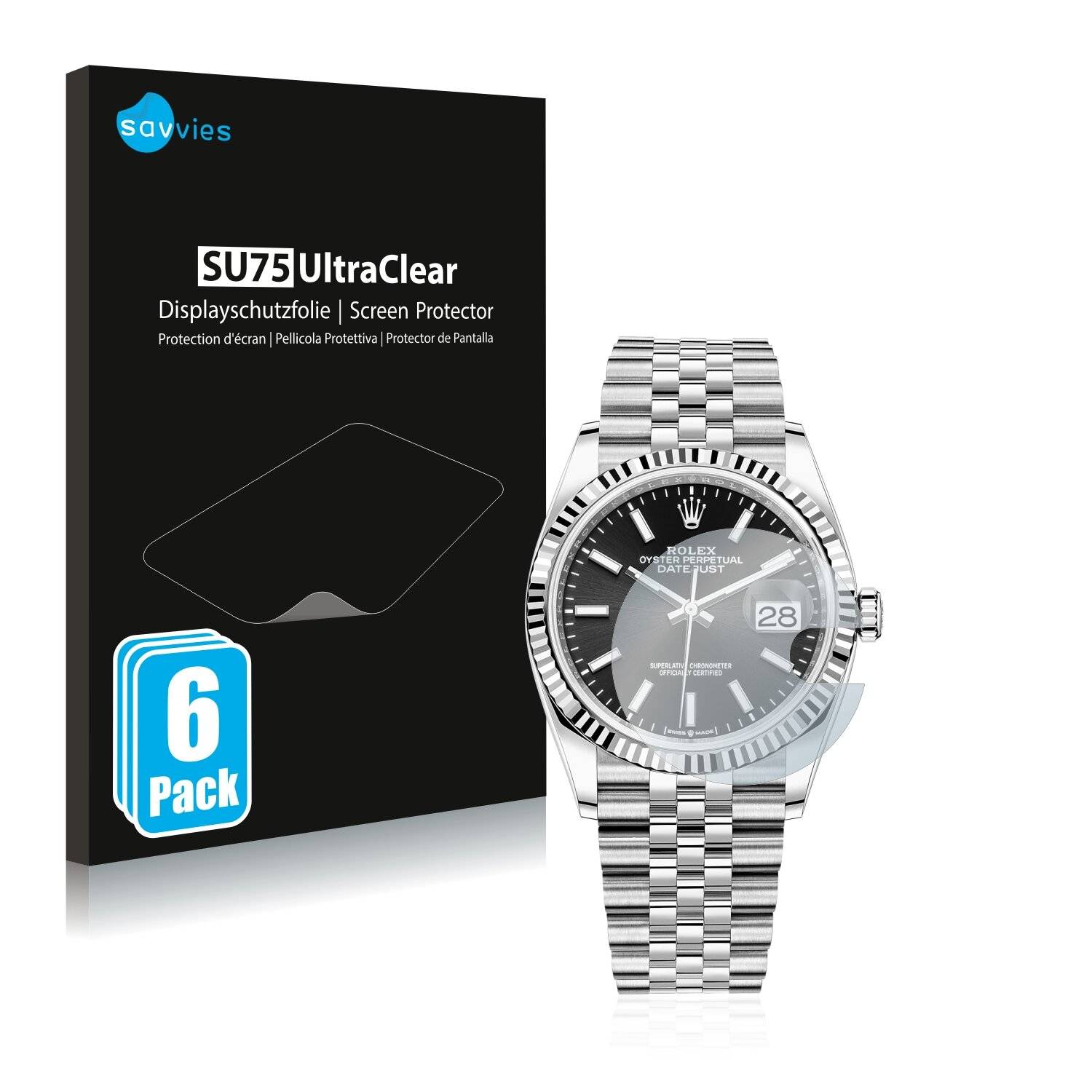 6x Savvies SU75 Displayschutzfolie für Rolex Datejust