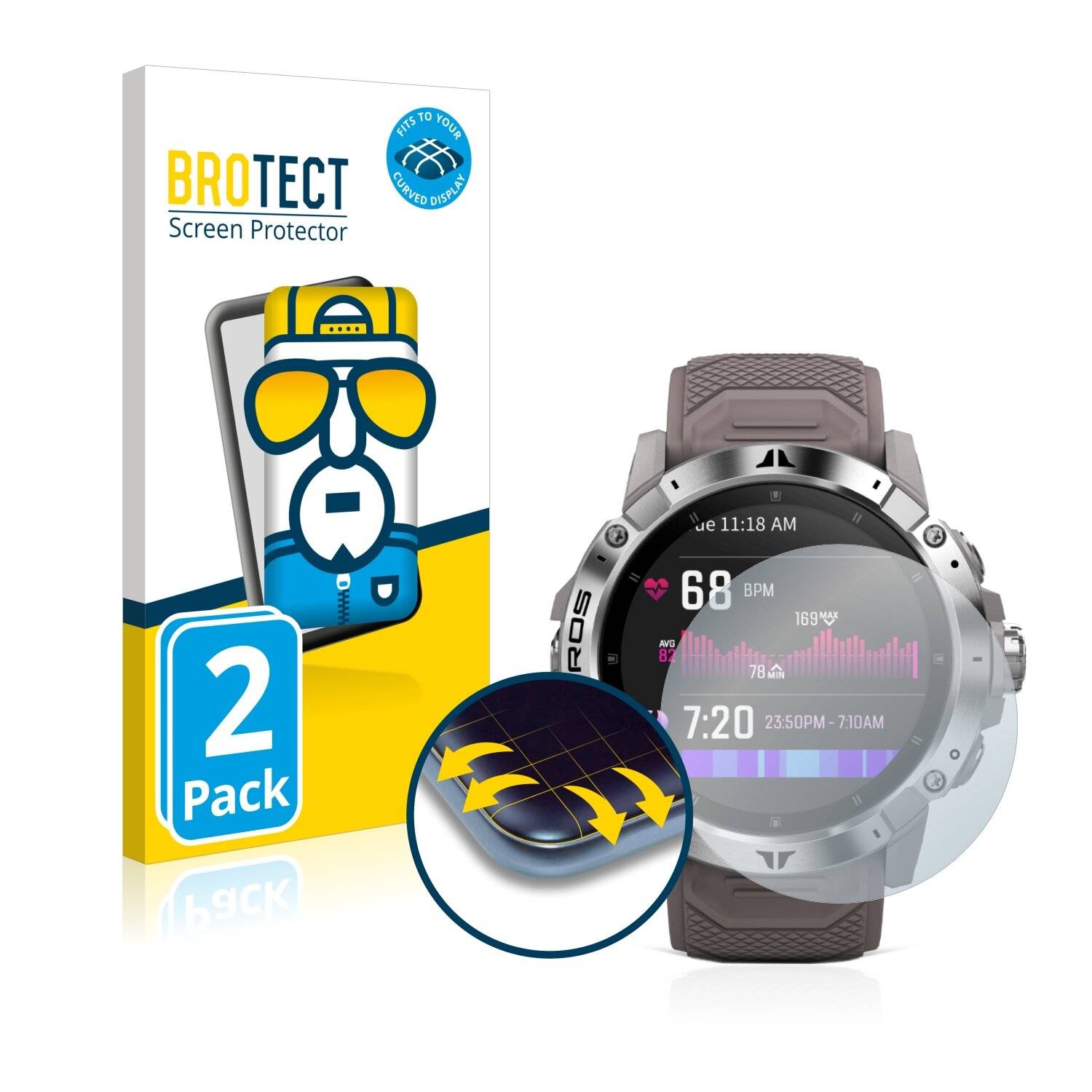 2x BROTECT Flex Full-Cover Displayschutzfolie für Coros Vertix
