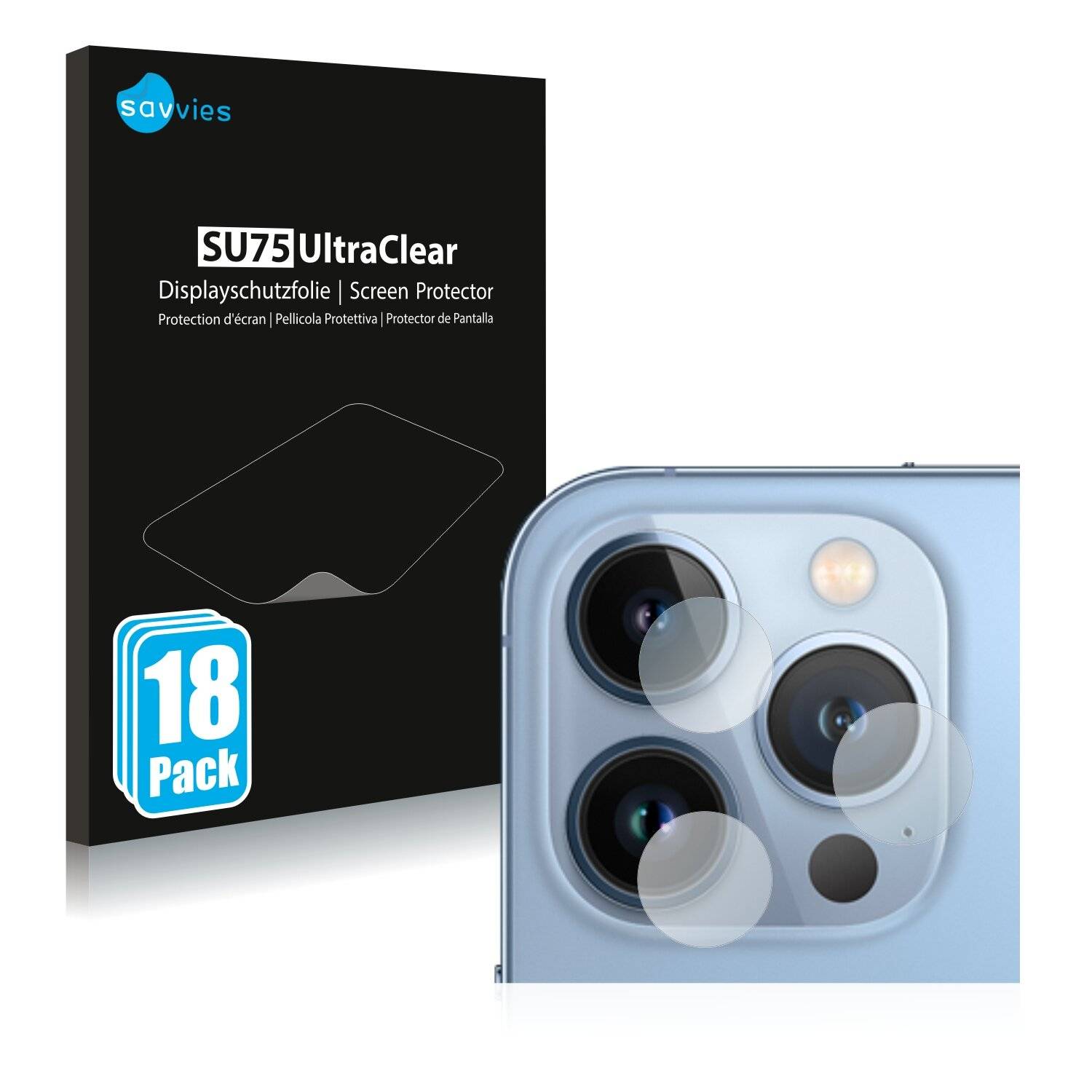 18x Savvies SU75 Displayschutzfolie für Apple iPhone 13 Pro (NUR