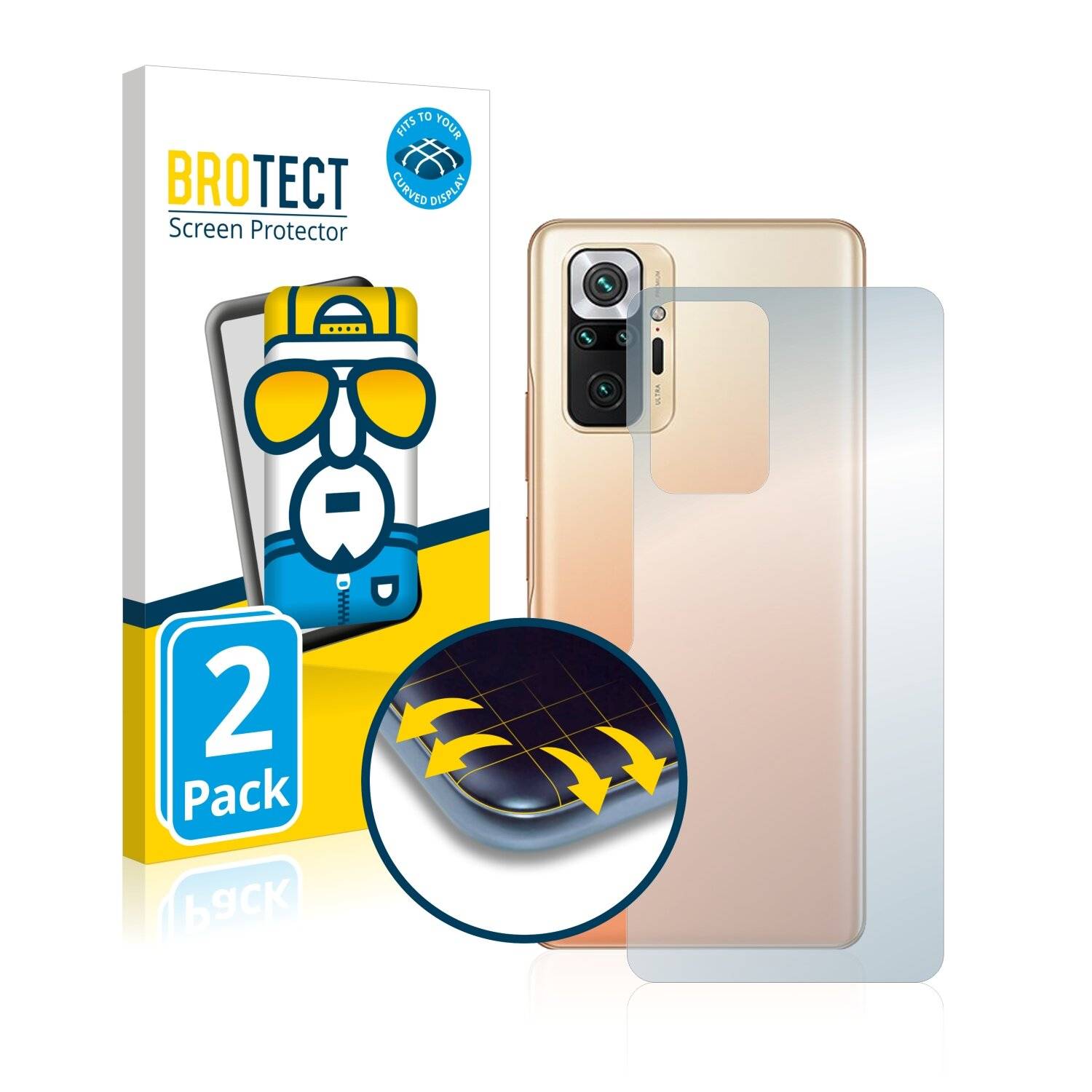 2x BROTECT Flex Full-Cover Displayschutzfolie für Xiaomi Redmi Note 10 Pro Max