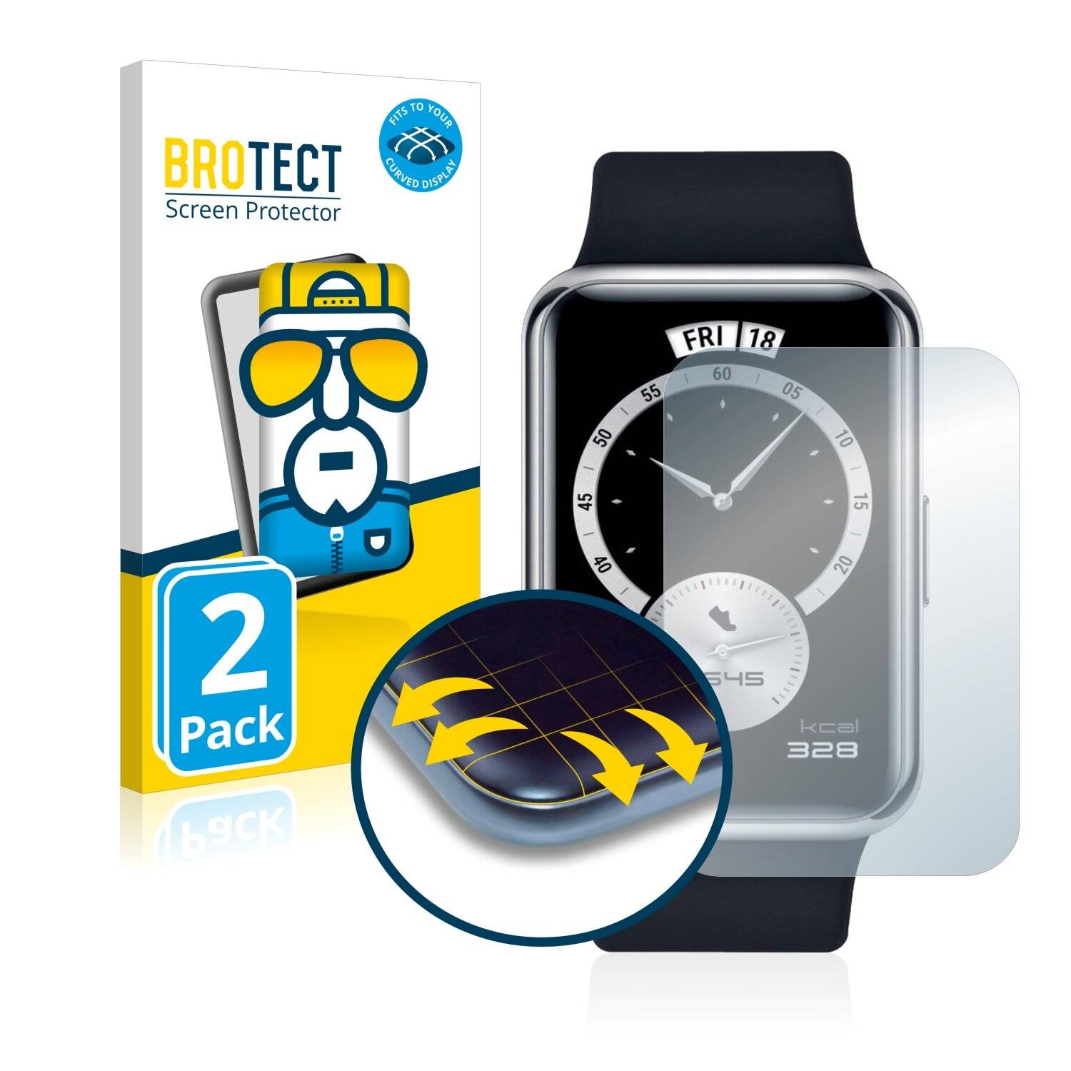 2x BROTECT Flex Full-Cover Displayschutzfolie für Huawei Watch Fit