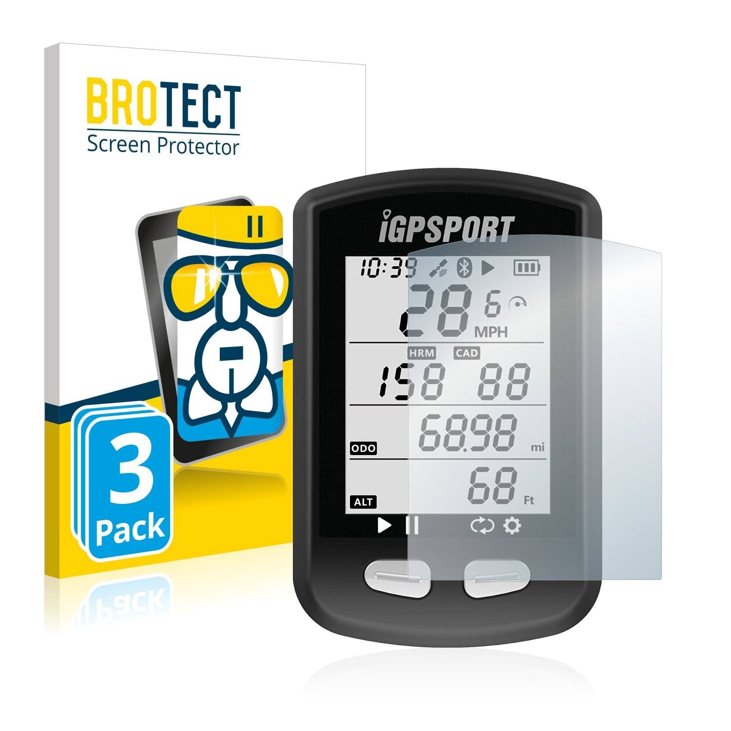 3x BROTECT AirGlass Schutzglas Folie für igpsport