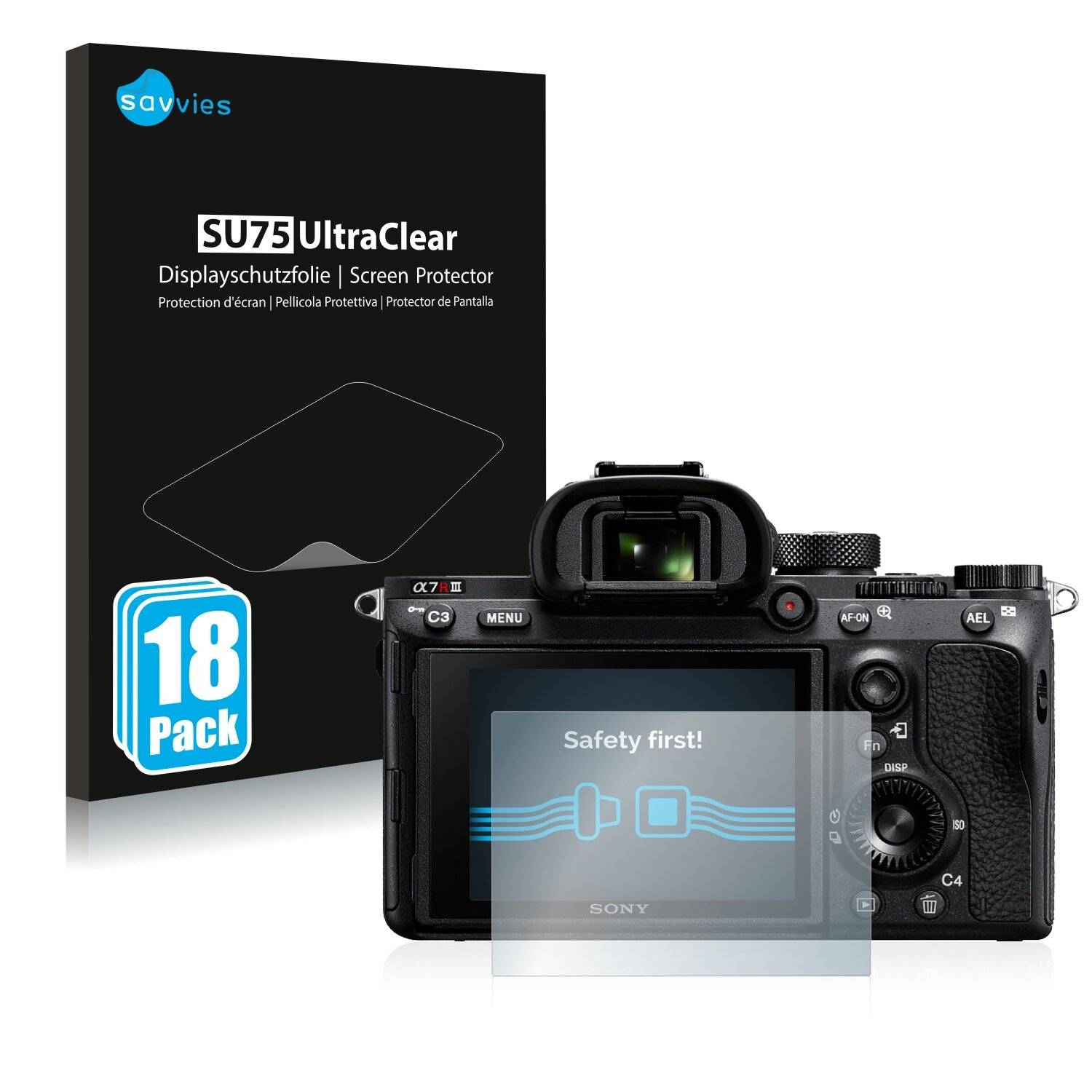 18x Savvies SU75 Displayschutzfolie für Sony Alpha 7R