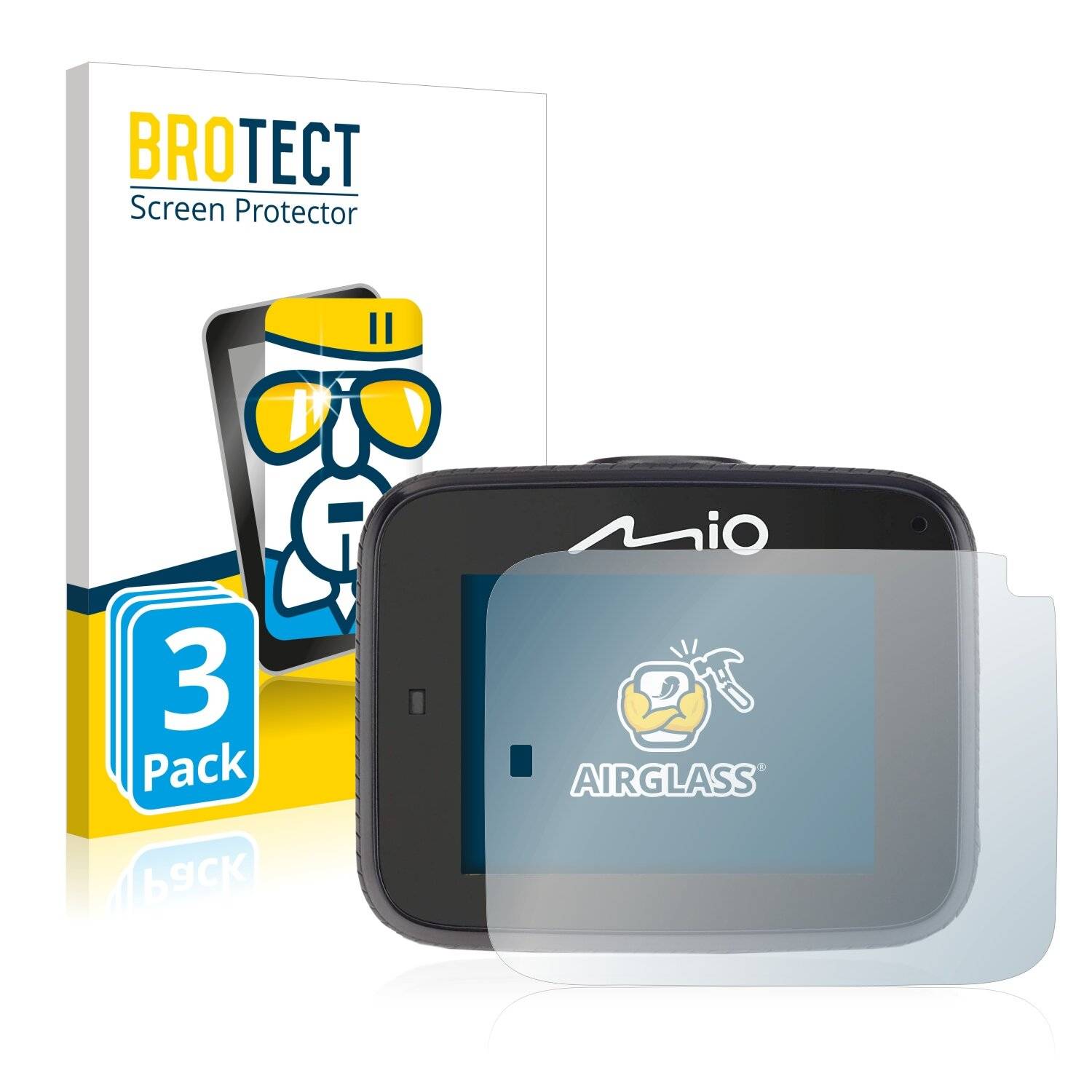 3x BROTECT AirGlass Schutzglas Folie für Mitac Mio MiVue