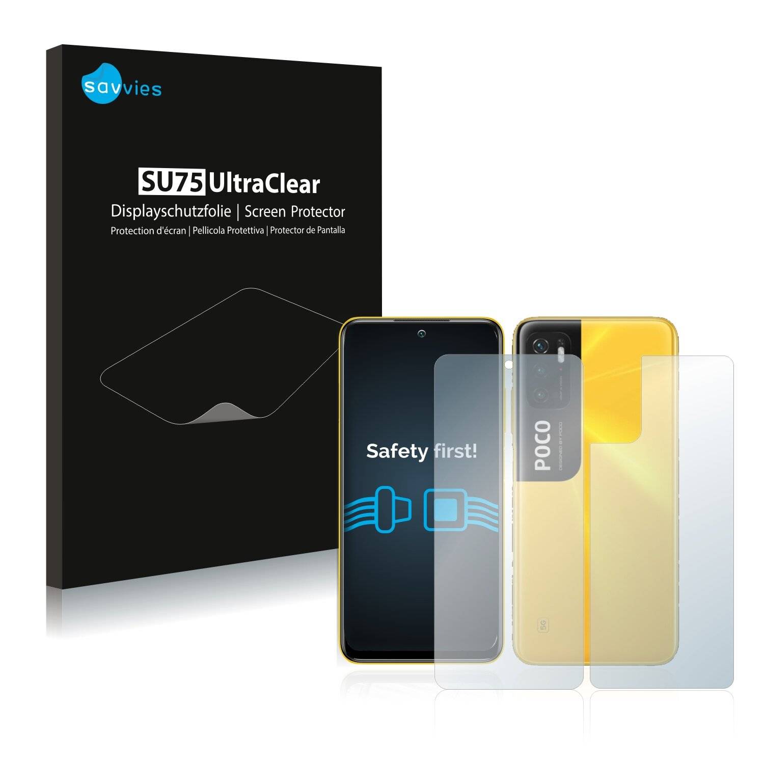 18x Savvies SU75 Displayschutzfolie für Xiaomi Poco M3 Pro (Vorder +