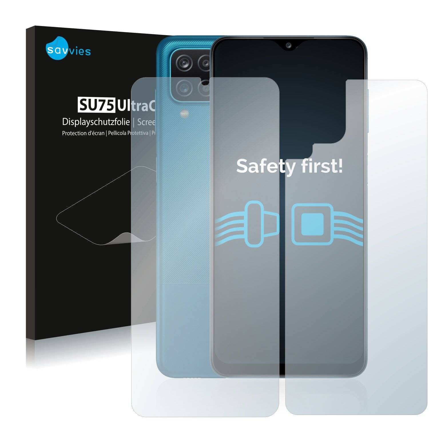 18x Savvies SU75 Displayschutzfolie für Samsung Galaxy A12 (Vorder +