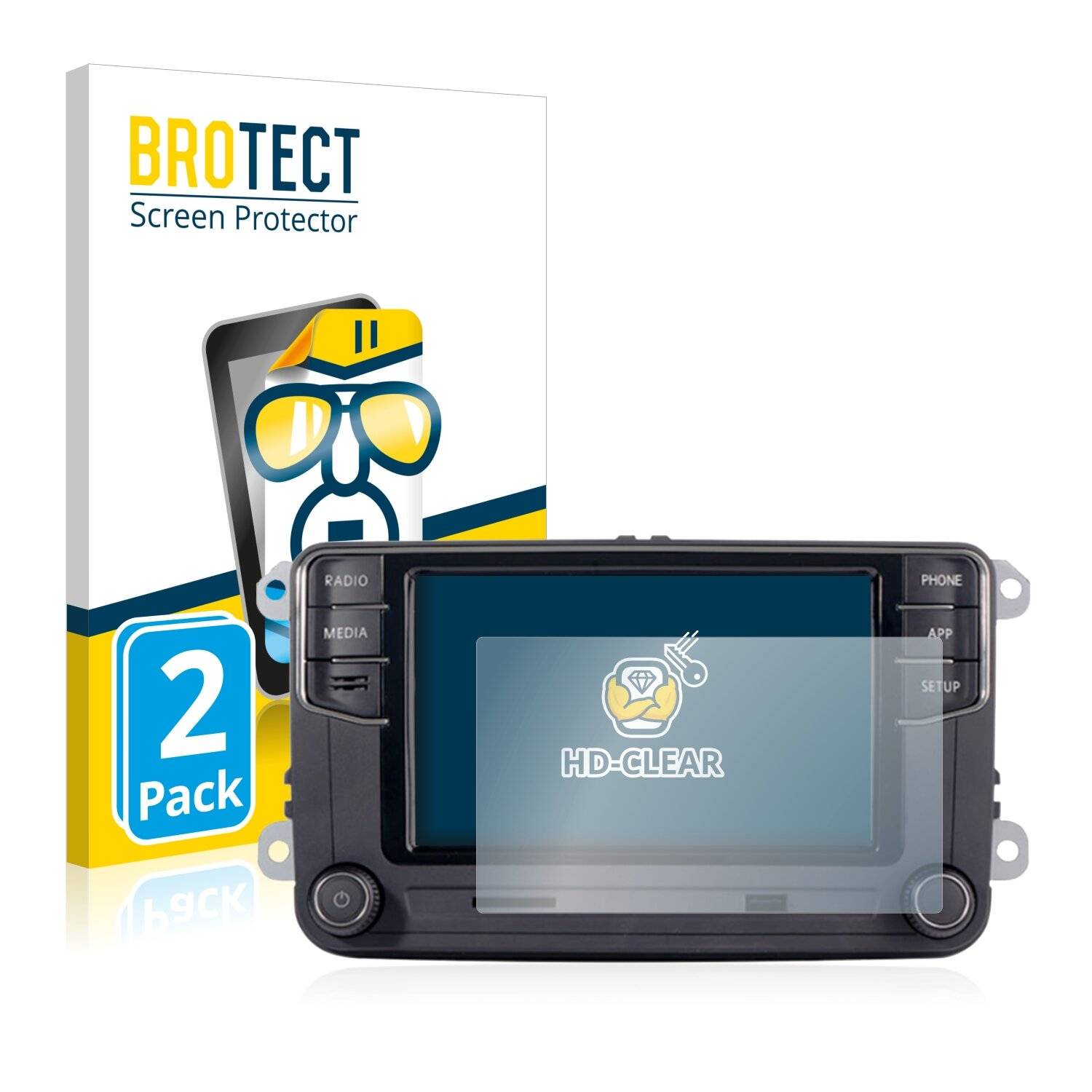 2x BROTECT HD-Clear Displayschutzfolie für Volkswagen Autoradio Composition Touch RCD330+