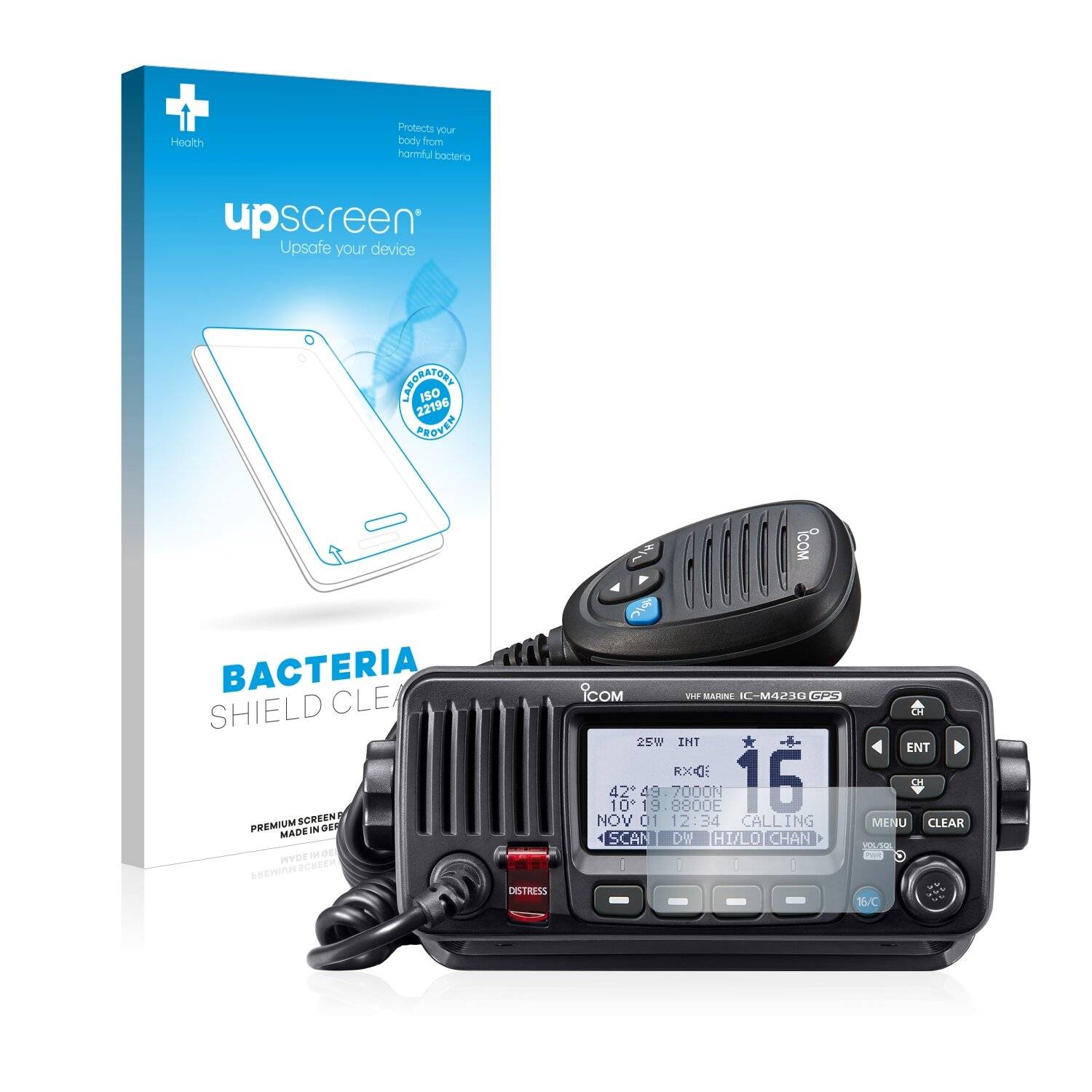 upscreen Bacteria Shield Clear Premium Antibakterielle Displayschutzfolie für Icom