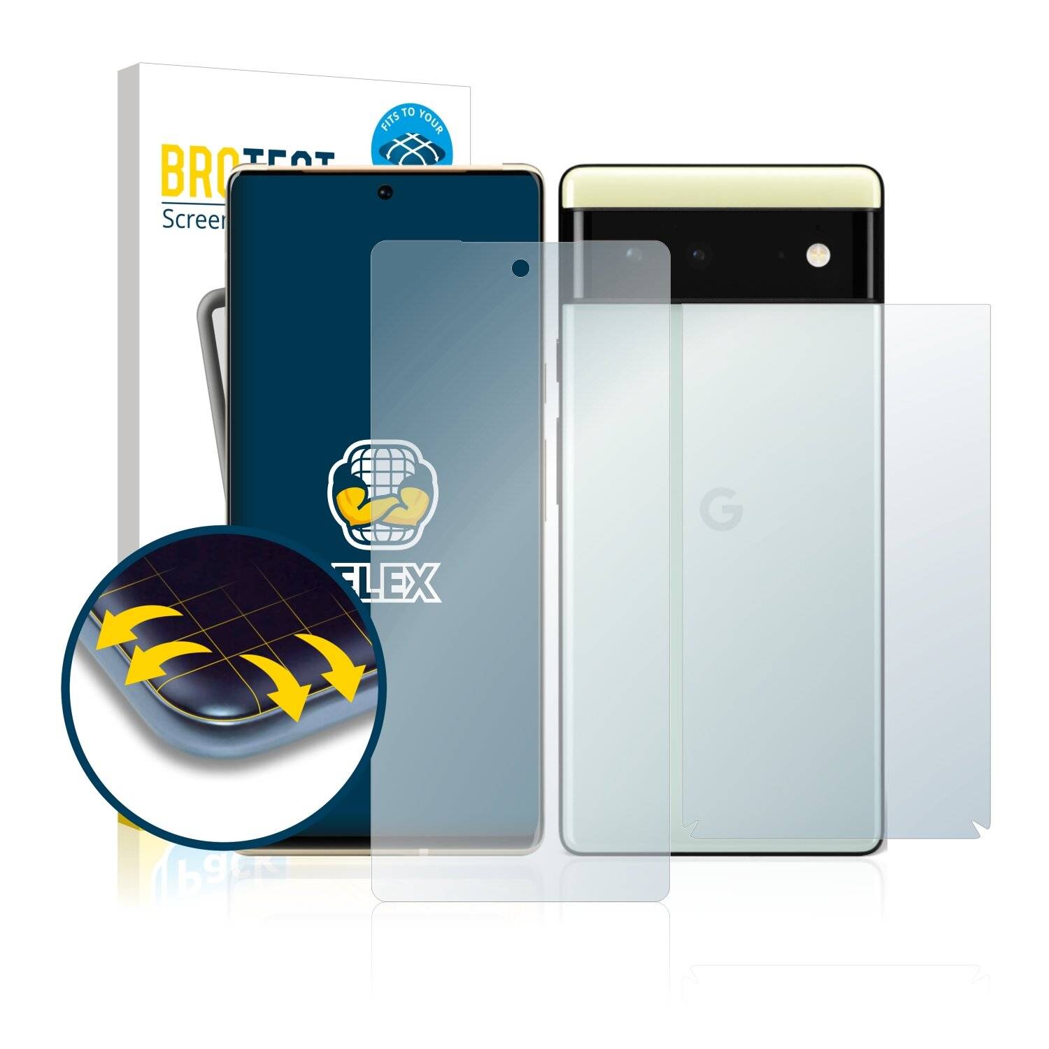 2x BROTECT Flex Full-Cover Displayschutzfolie für Google Pixel 6 (Vorder +