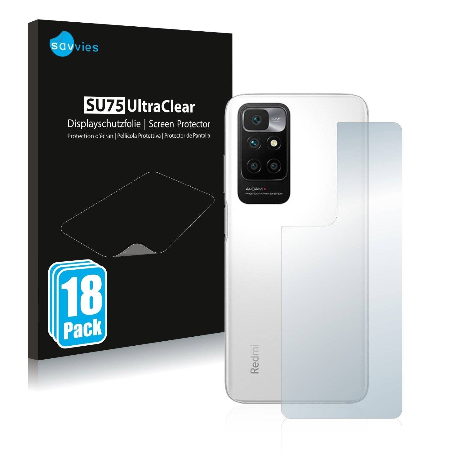 18x Savvies SU75 Displayschutzfolie für Xiaomi Redmi 10