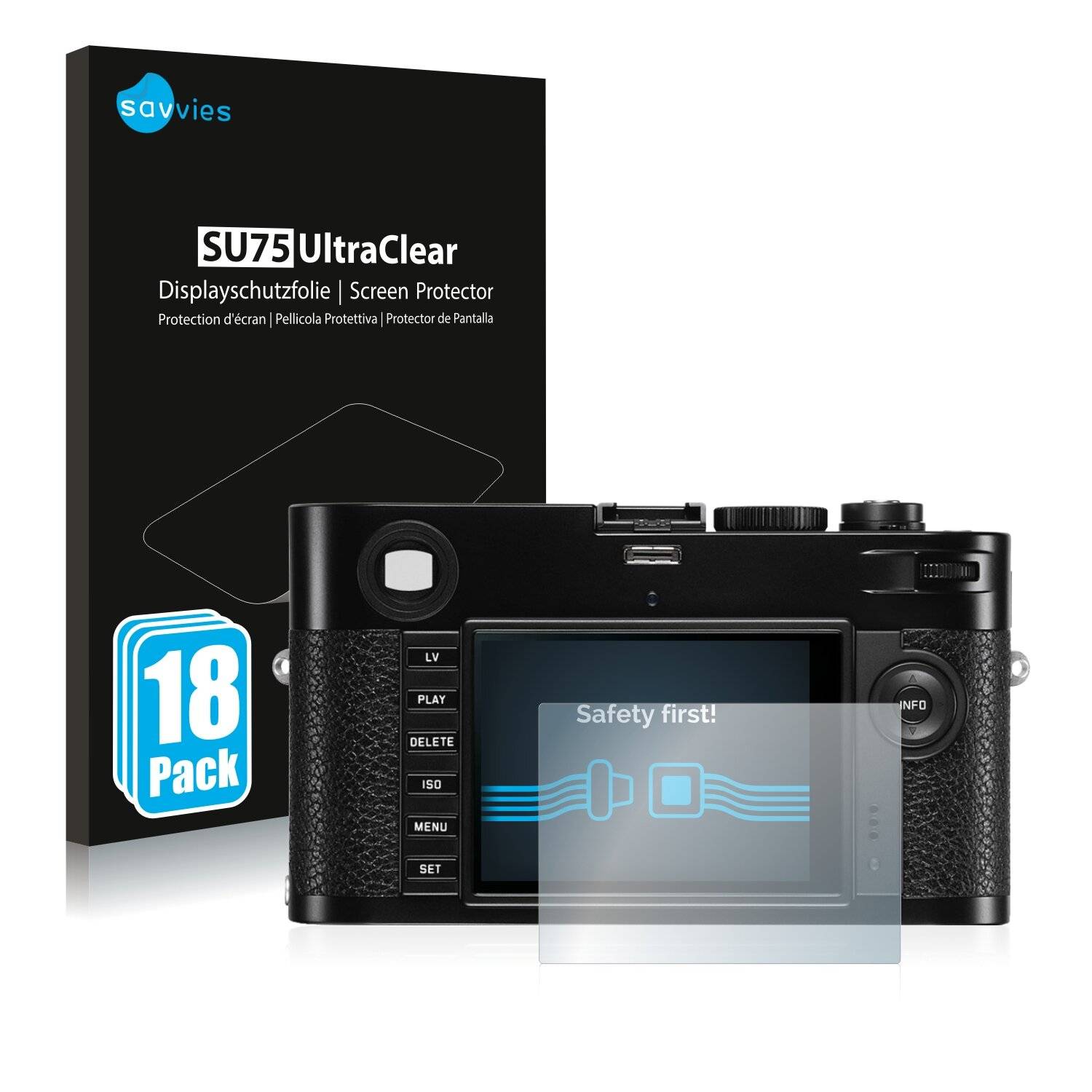 18x Savvies SU75 Displayschutzfolie für Leica M (Typ