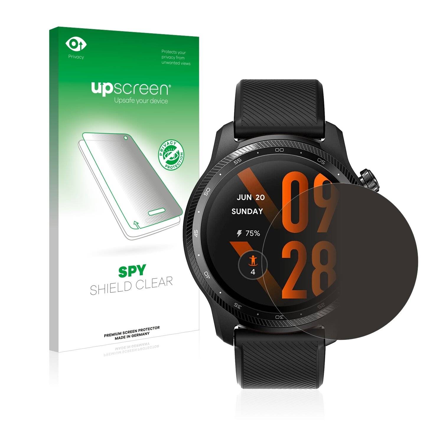 upscreen Spy Shield Clear Premium Blickschutzfolie für Mobvoi Ticwatch Pro 3 Ultra