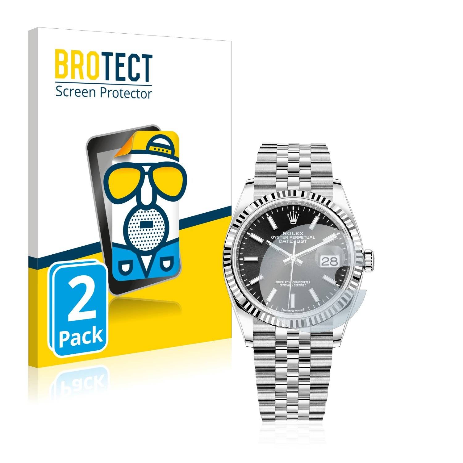 2x BROTECT Matte Displayschutzfolie für Rolex Datejust 36 - Entspiegelt,