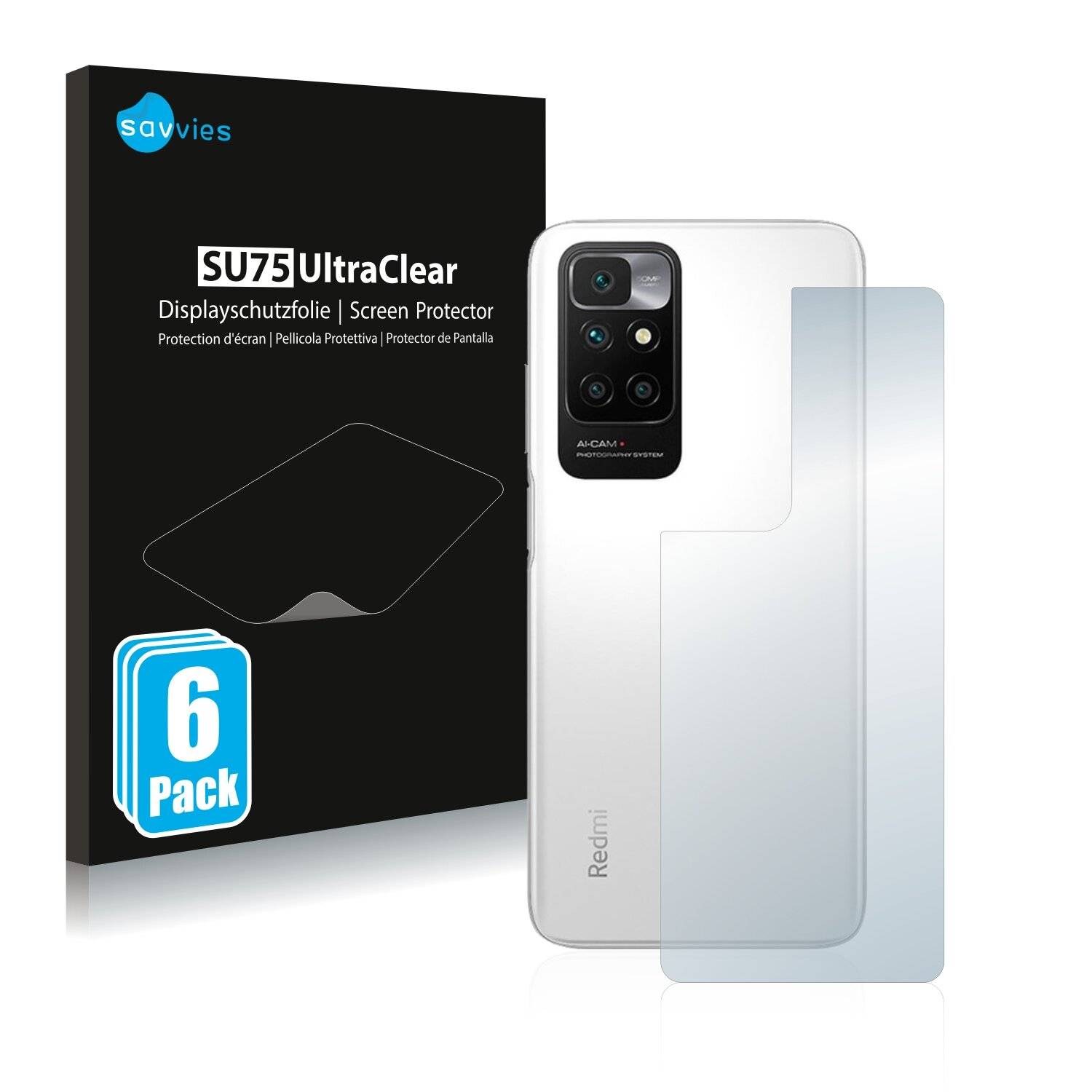 6x Savvies SU75 Displayschutzfolie für Xiaomi Redmi 10
