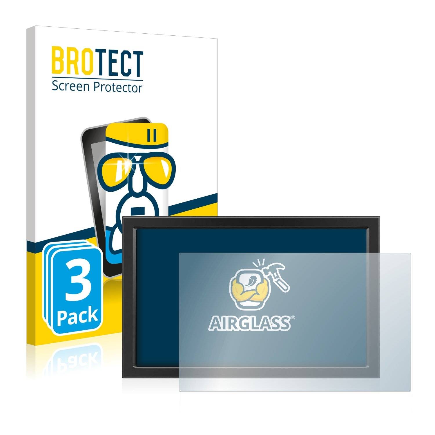 3x BROTECT AirGlass Schutzglas Folie für Kenowa Portable Touch Monitor