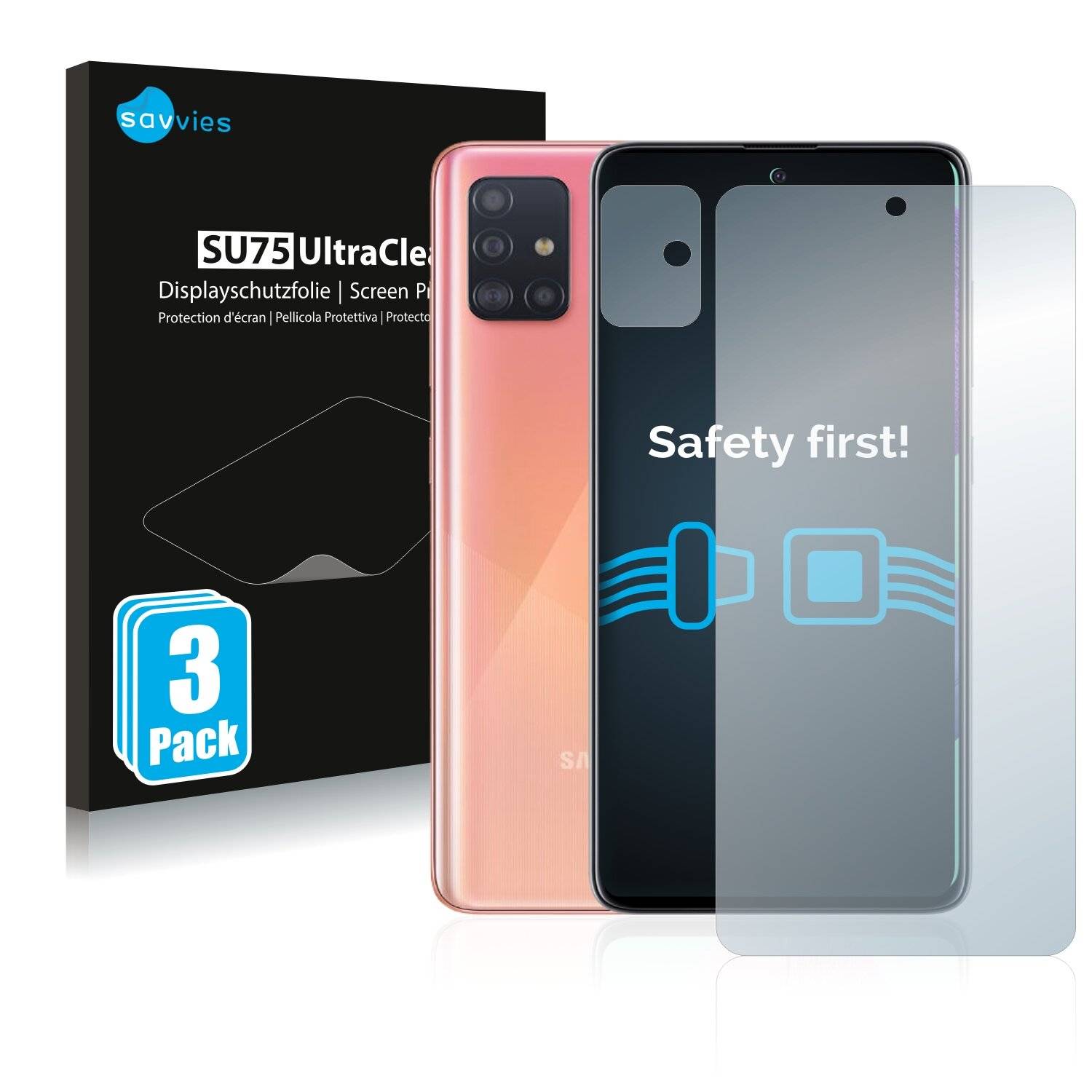 6x Savvies SU75 Displayschutzfolie für Samsung Galaxy A51 5G (Vorderseite +