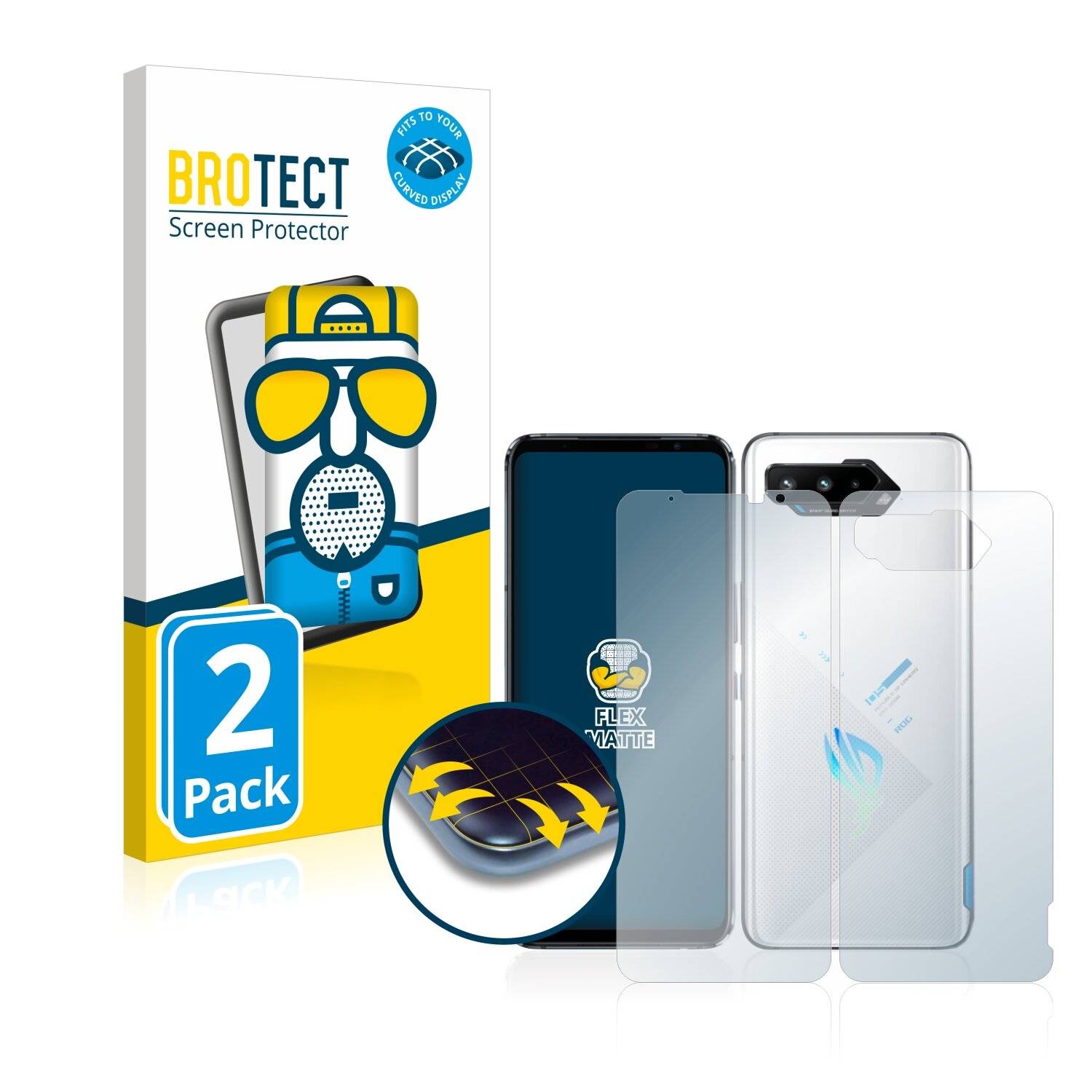 2x BROTECT Flex Matte Full-Cover Displayschutzfolie für Asus ROG Phone 5s (Vorder +