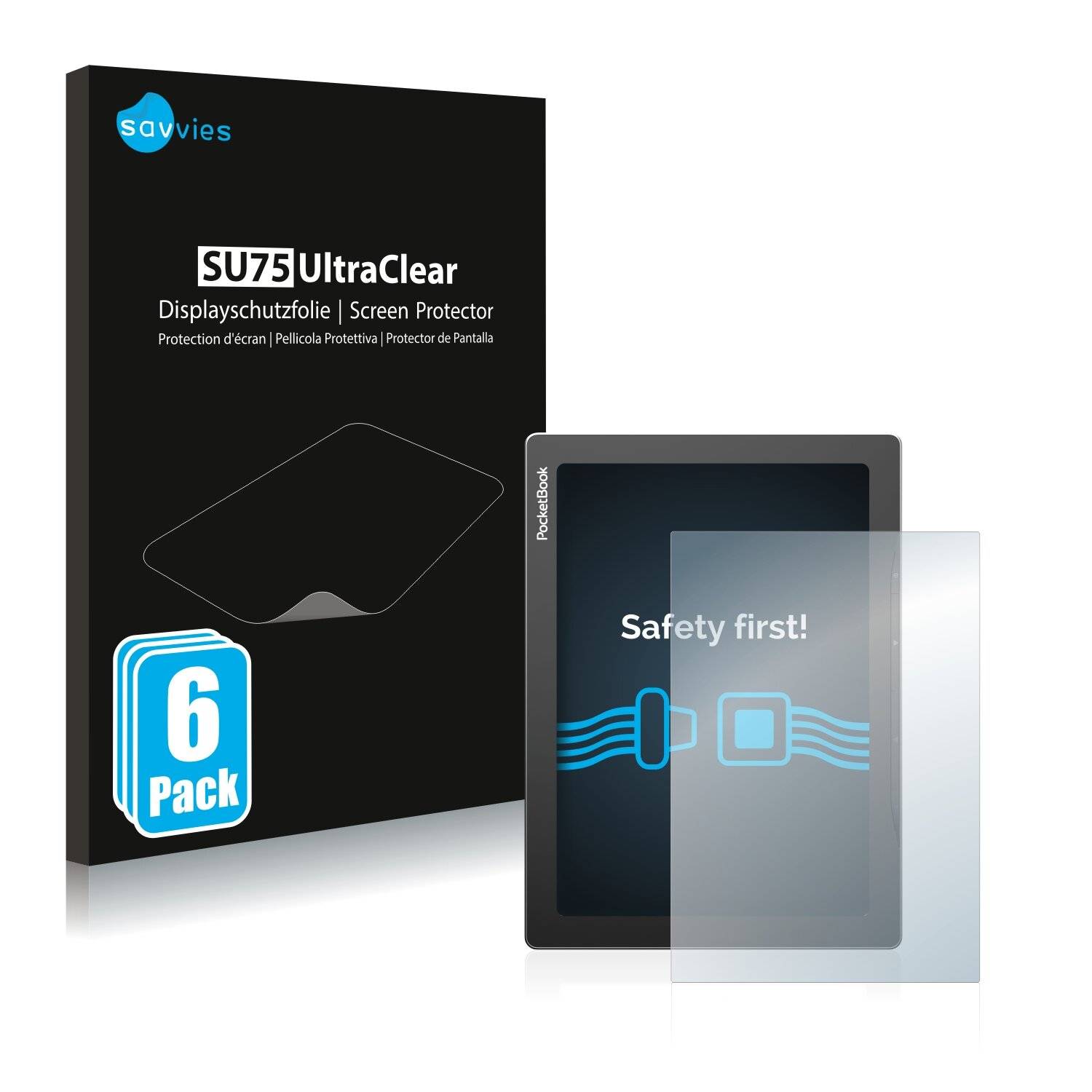 6x Savvies SU75 Displayschutzfolie für PocketBook InkPad