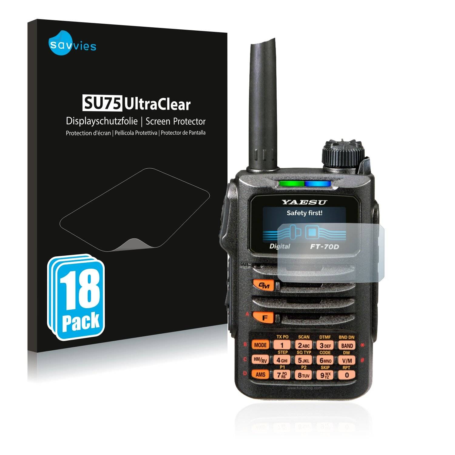 18x Savvies SU75 Displayschutzfolie für Yaesu