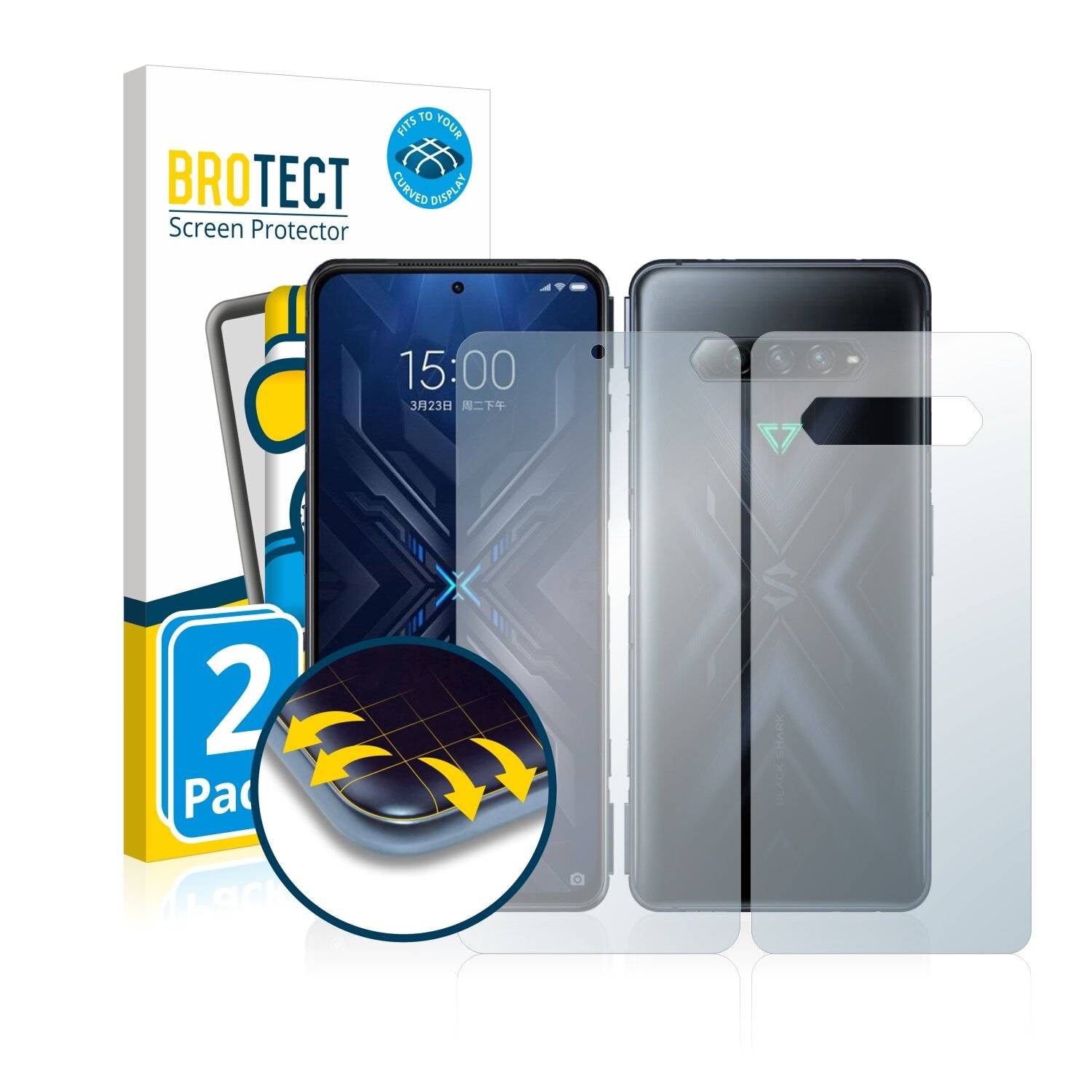2x BROTECT Flex Matte Full-Cover Displayschutzfolie für Xiaomi Black Shark 4 (Vorder +