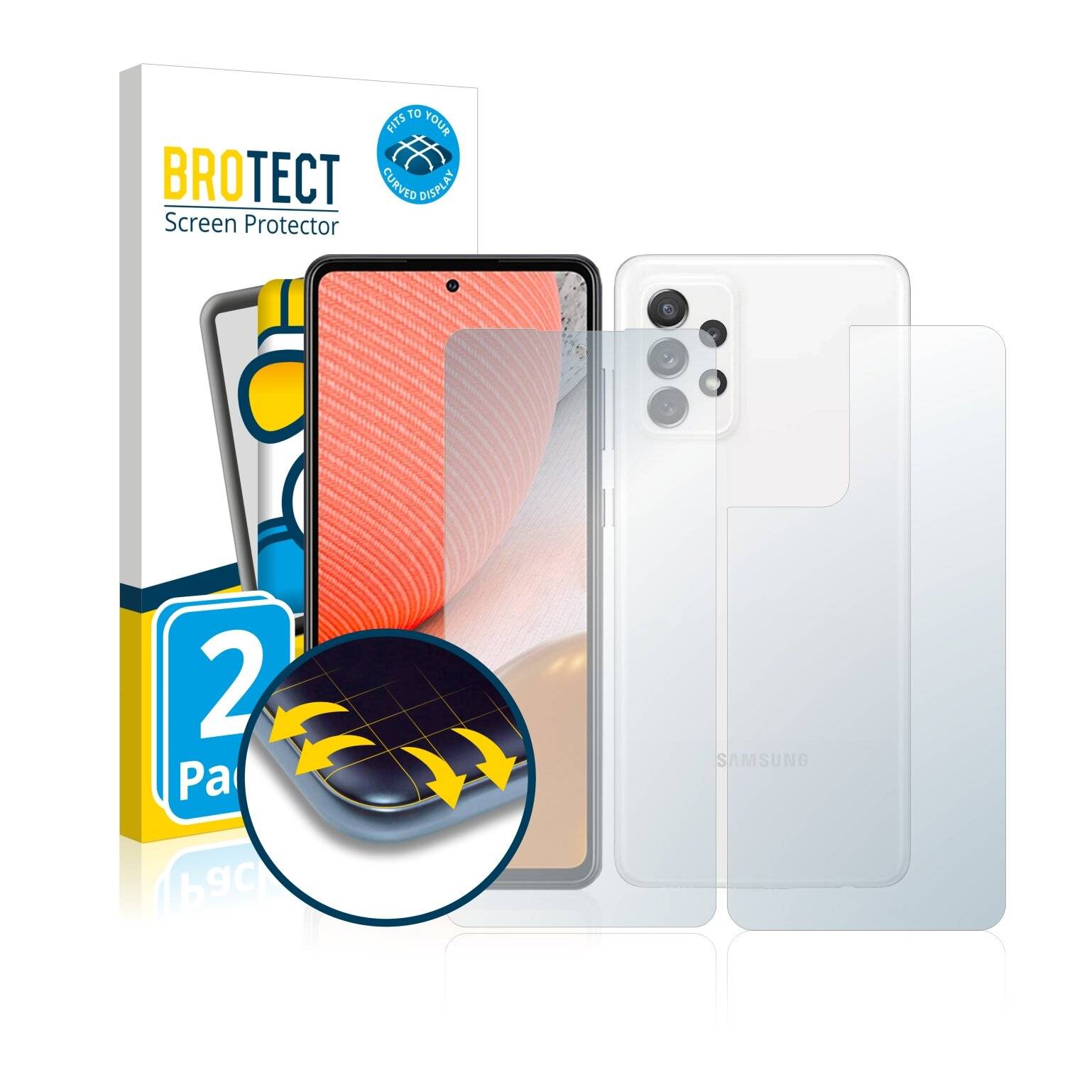 2x BROTECT Flex Full-Cover Displayschutzfolie für Samsung Galaxy A72 5G (Vorder +