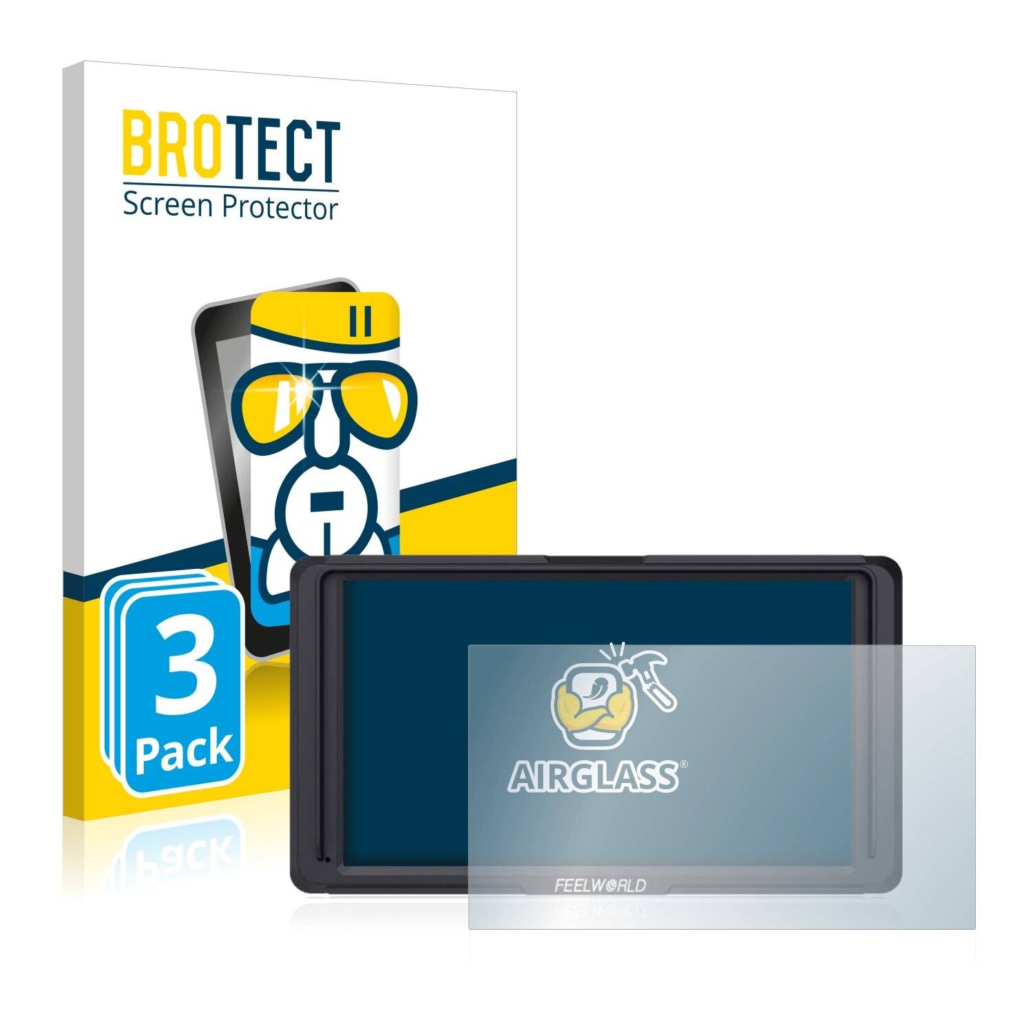 3x BROTECT AirGlass Schutzglas Folie für Feelworld F5