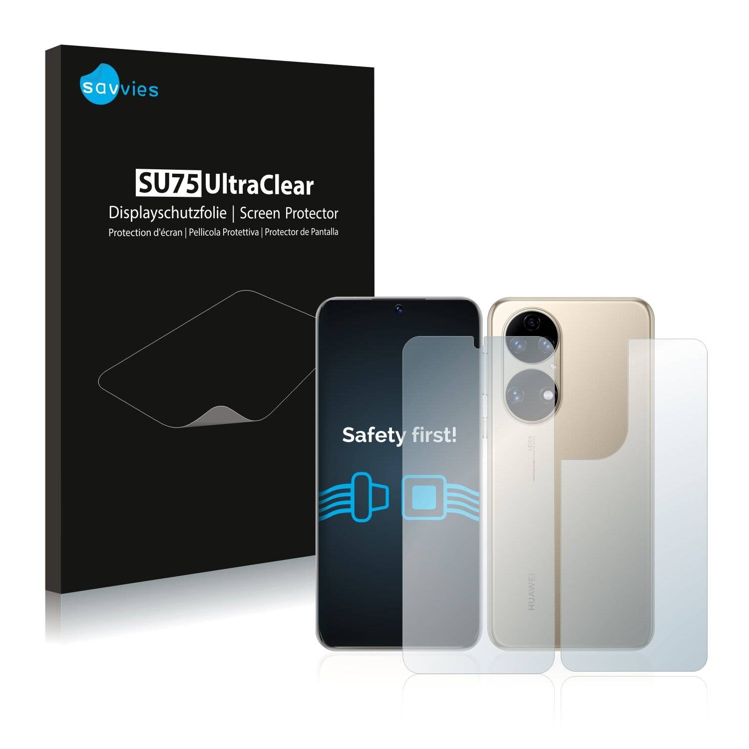 18x Savvies SU75 Displayschutzfolie für Huawei P50 (Vorder +