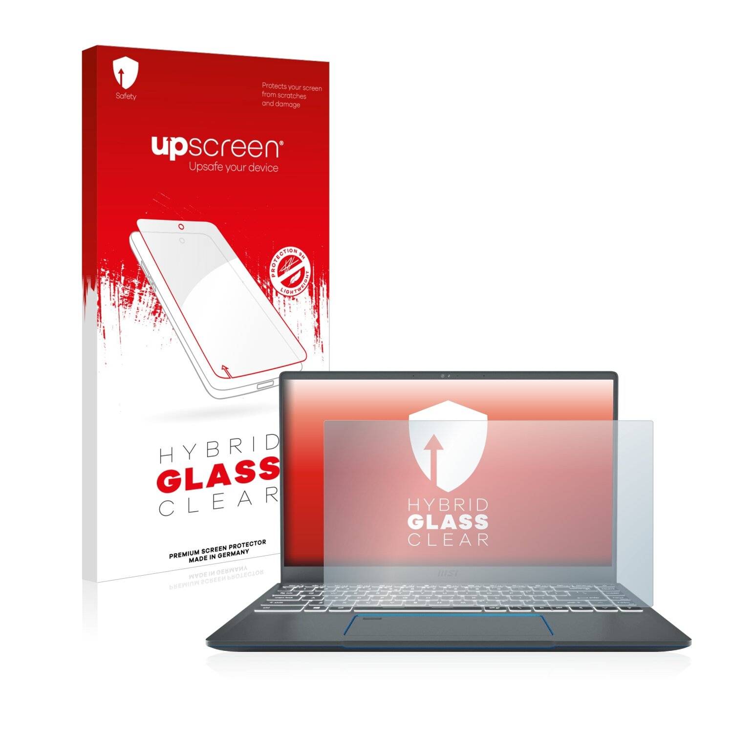 upscreen Hybrid Glass Clear Premium Schutzglas Folie für MSI Prestige 14