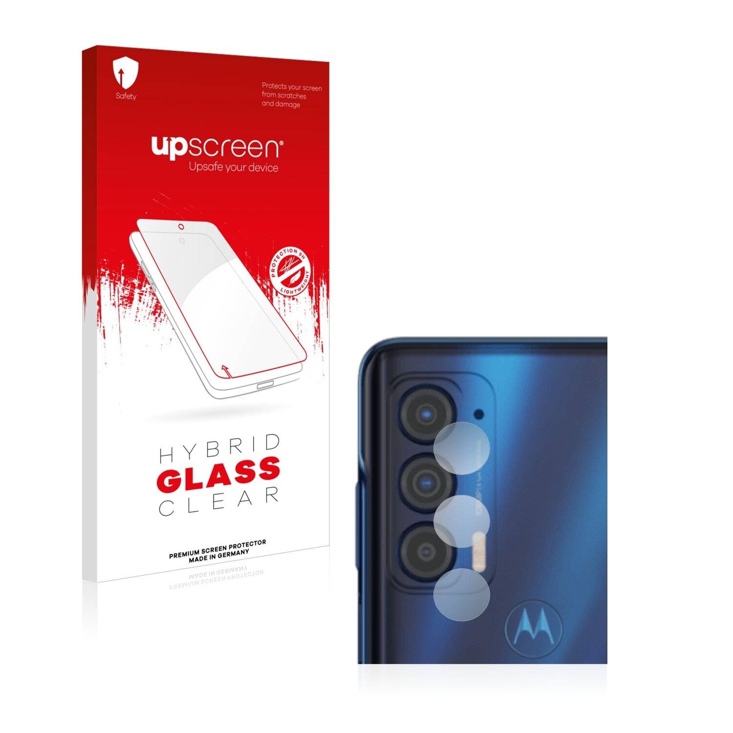 upscreen Hybrid Glass Clear Premium Schutzglas Folie für Motorola Edge (2021) (NUR