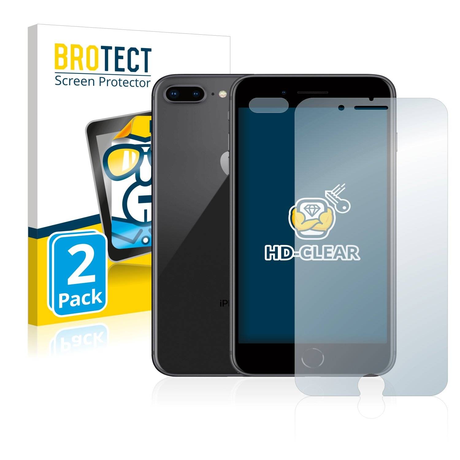 2x BROTECT HD-Clear Displayschutzfolie für Apple iPhone 8 Plus (Vorderseite +