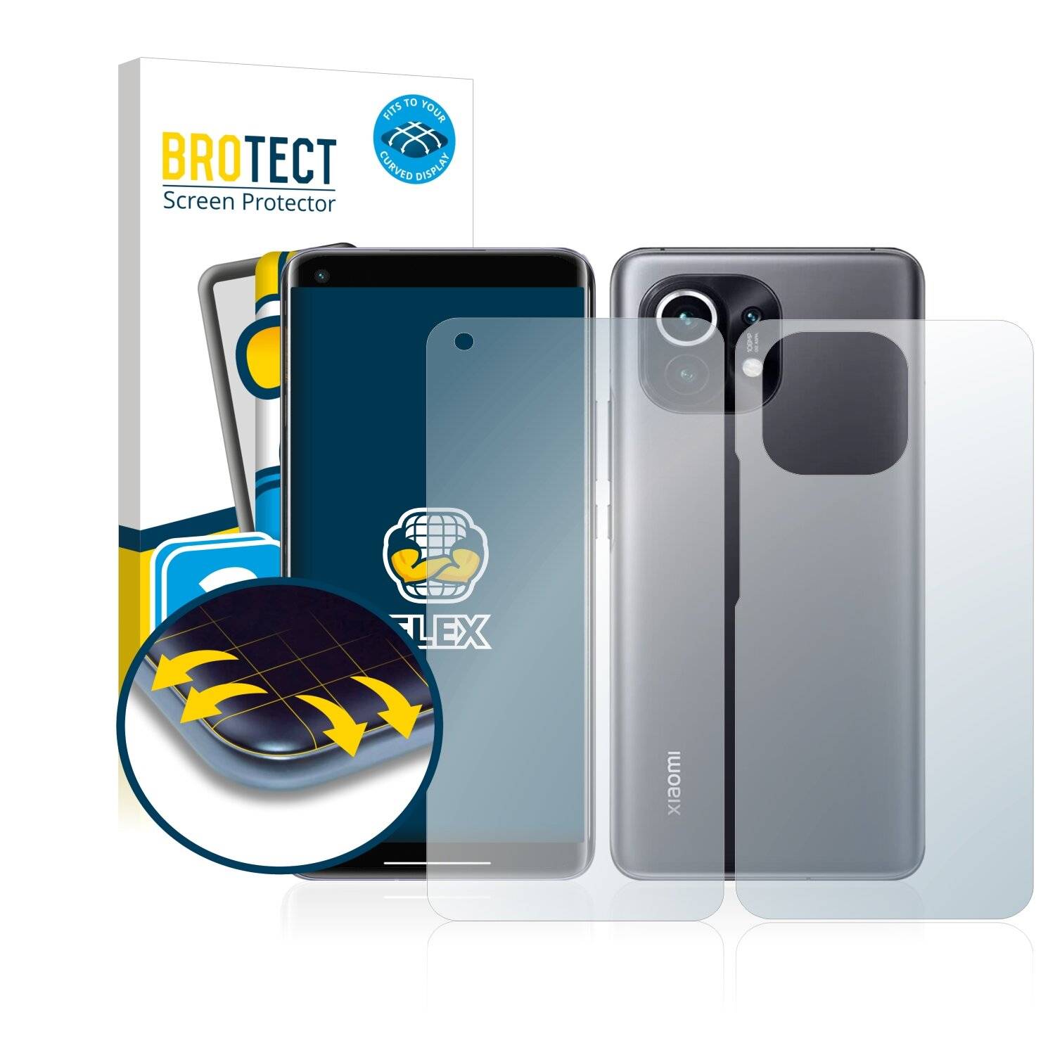 2x BROTECT Flex Full-Cover Displayschutzfolie für Xiaomi Mi 11 Pro (Vorder +