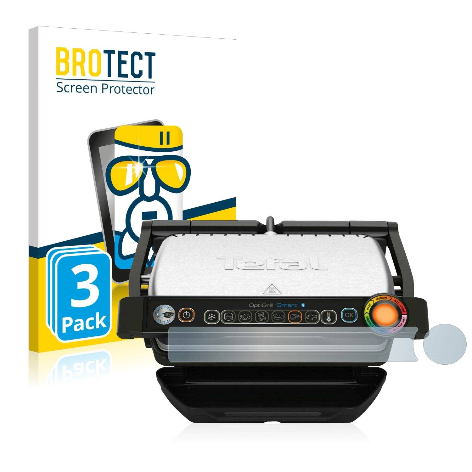 3x BROTECT AirGlass Schutzglas Folie für Tefal GC730D OptiGrill+