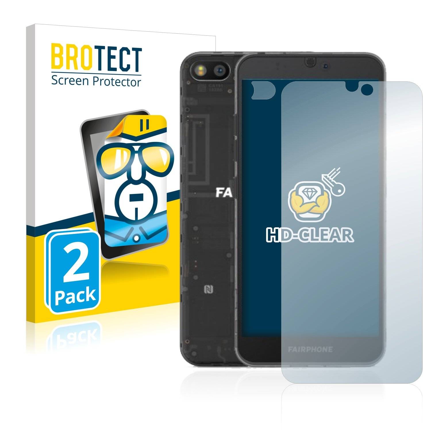 2x BROTECT HD-Clear Displayschutzfolie für Fairphone 3 (Vorderseite +