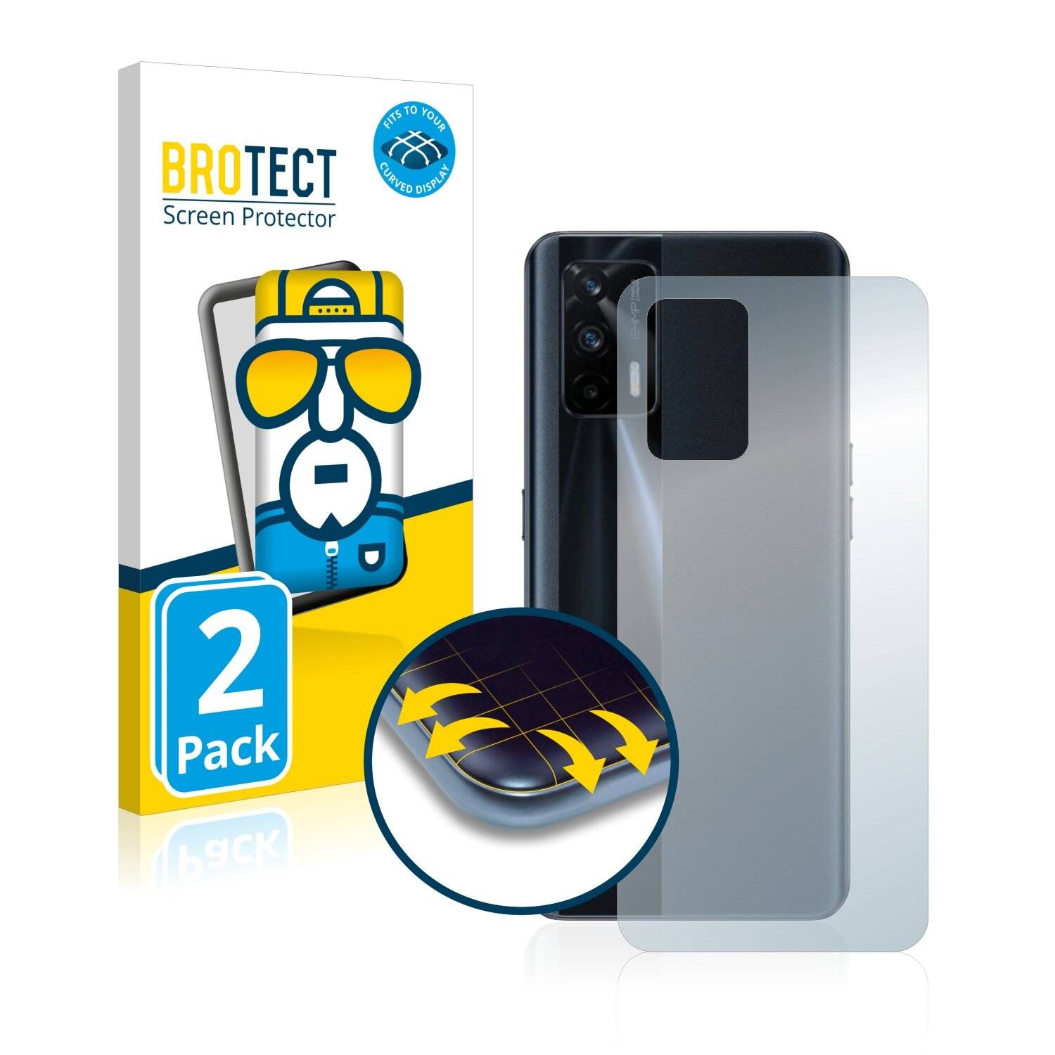 2x BROTECT Flex Full-Cover Displayschutzfolie für Realme X7 Max 5G