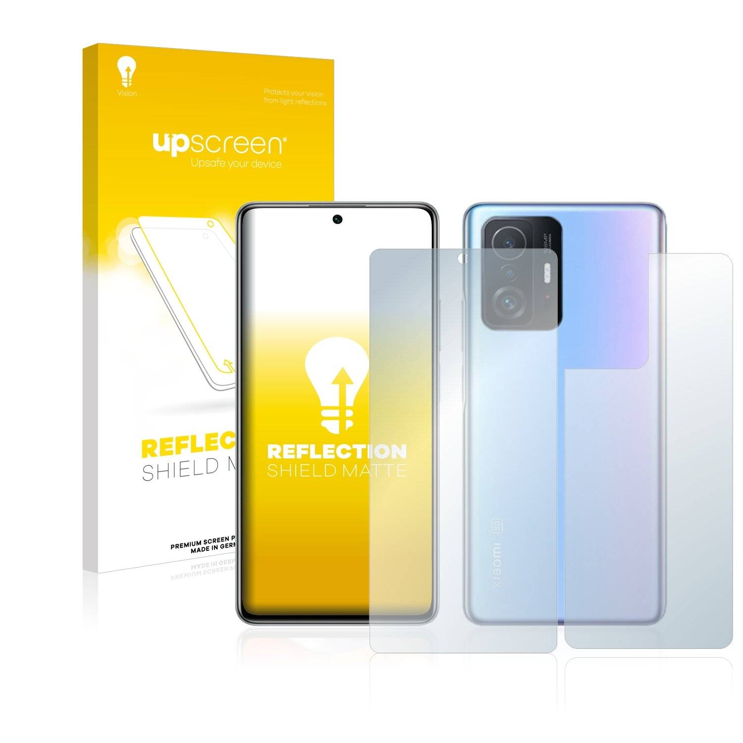 upscreen Reflection Shield Matte Premium Displayschutzfolie für Xiaomi 11T (Vorder +