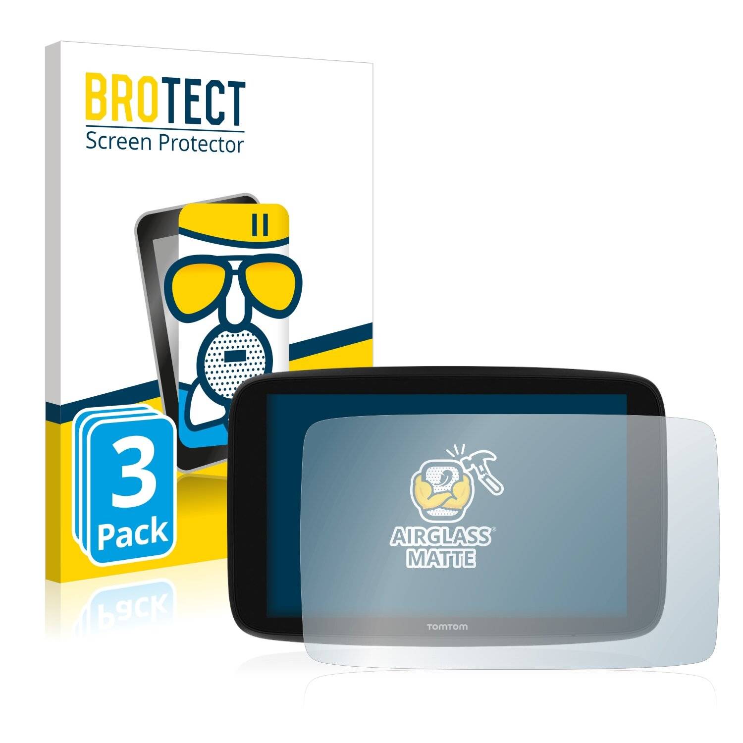 3x BROTECT AirGlass Matte Schutzglas Folie für TomTom Go Expert