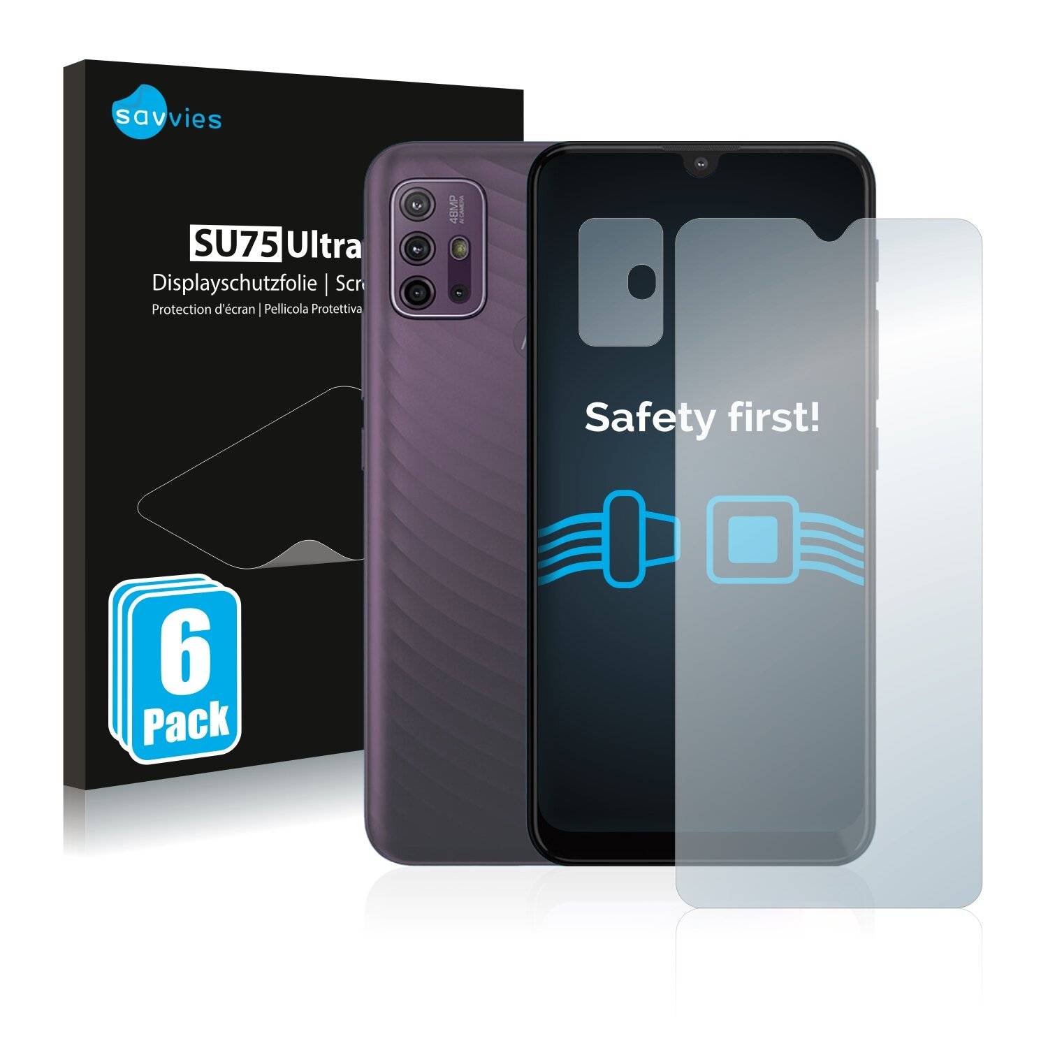 6x Savvies SU75 Displayschutzfolie für Motorola Moto G10 (Vorderseite +