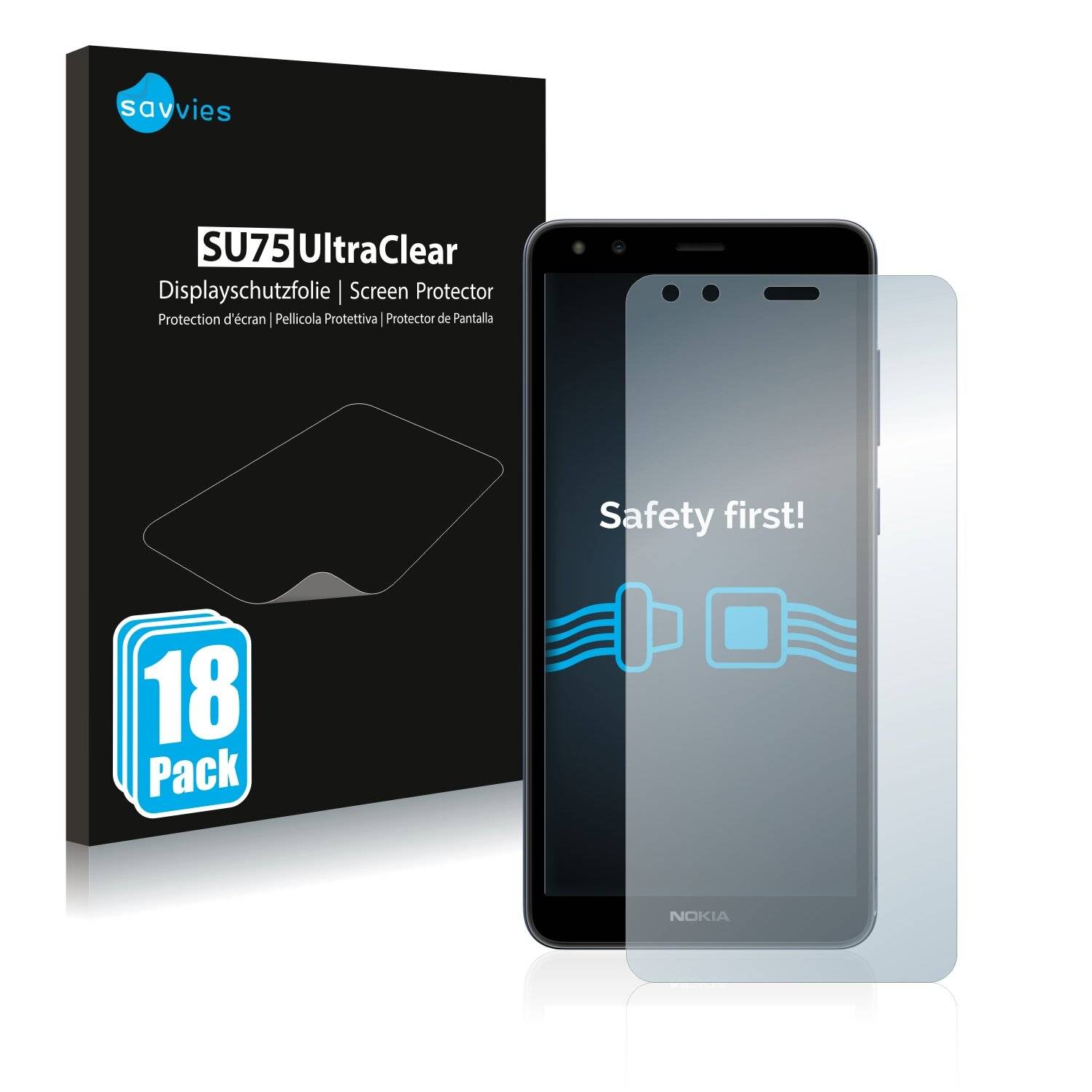 18x Savvies SU75 Displayschutzfolie für Nokia C01