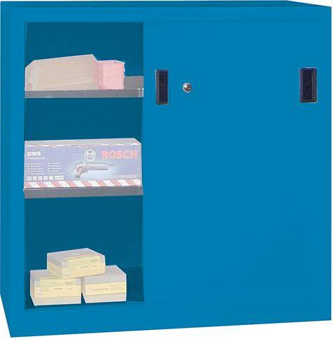Schiebetürenschrank B1000xT400xH1000 mm 2 Böden verzinkt RAL 7035/5012 - Artikel: 7830354147