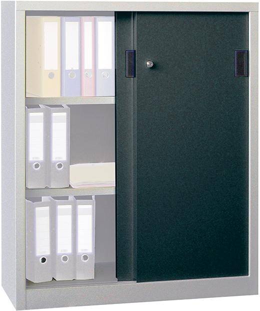 Schiebetürenschrank B1000xT600xH1200 mm 2 Böden verzinkt RAL 7035/7016 - Artikel: 7830354192