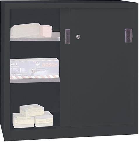 Schiebetürenschrank B1000xT600xH1000 mm 2 Böden verzinkt RAL 7035/7016 - Artikel: 7830354156