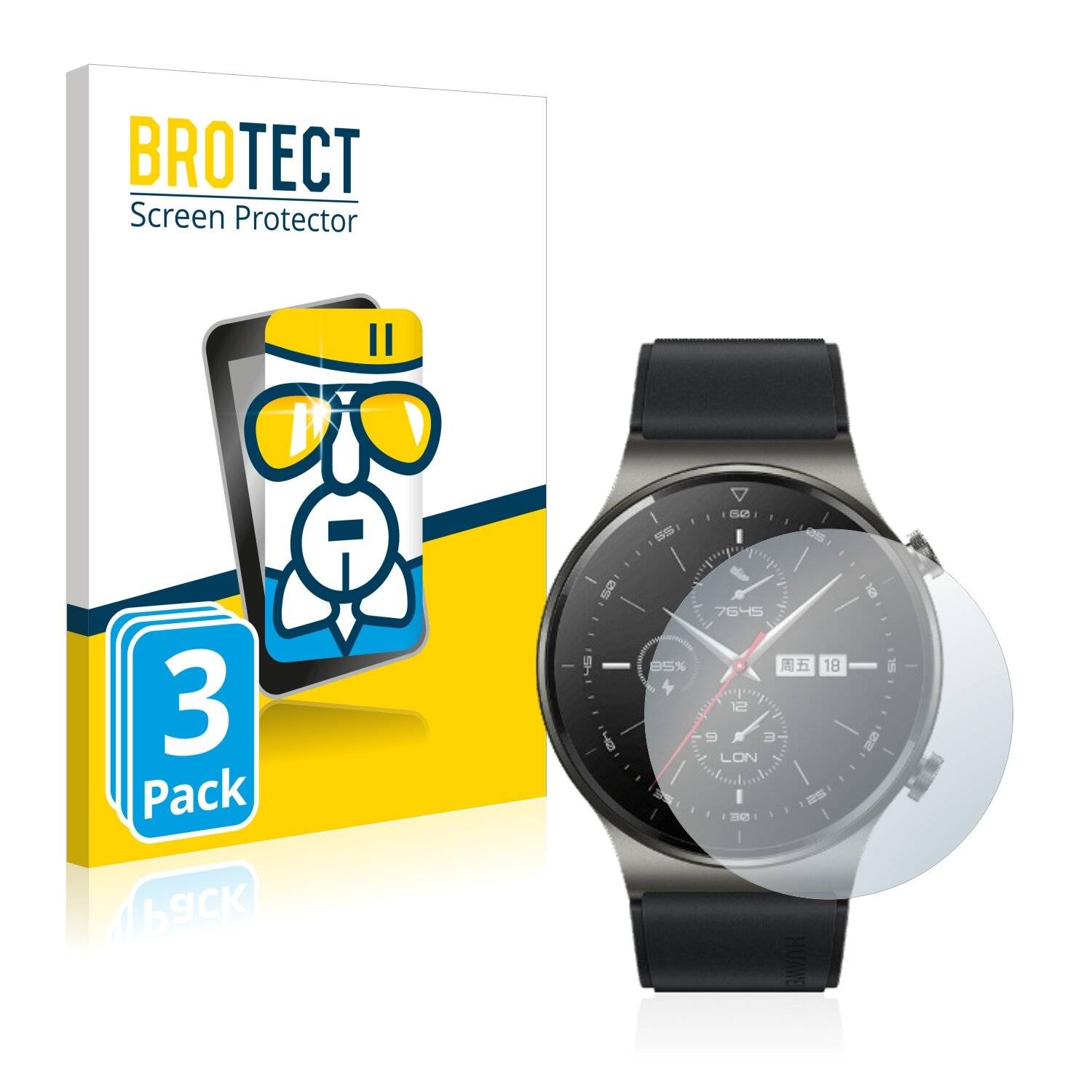 3x BROTECT AirGlass Schutzglas Folie für Huawei Watch GT 2 Pro