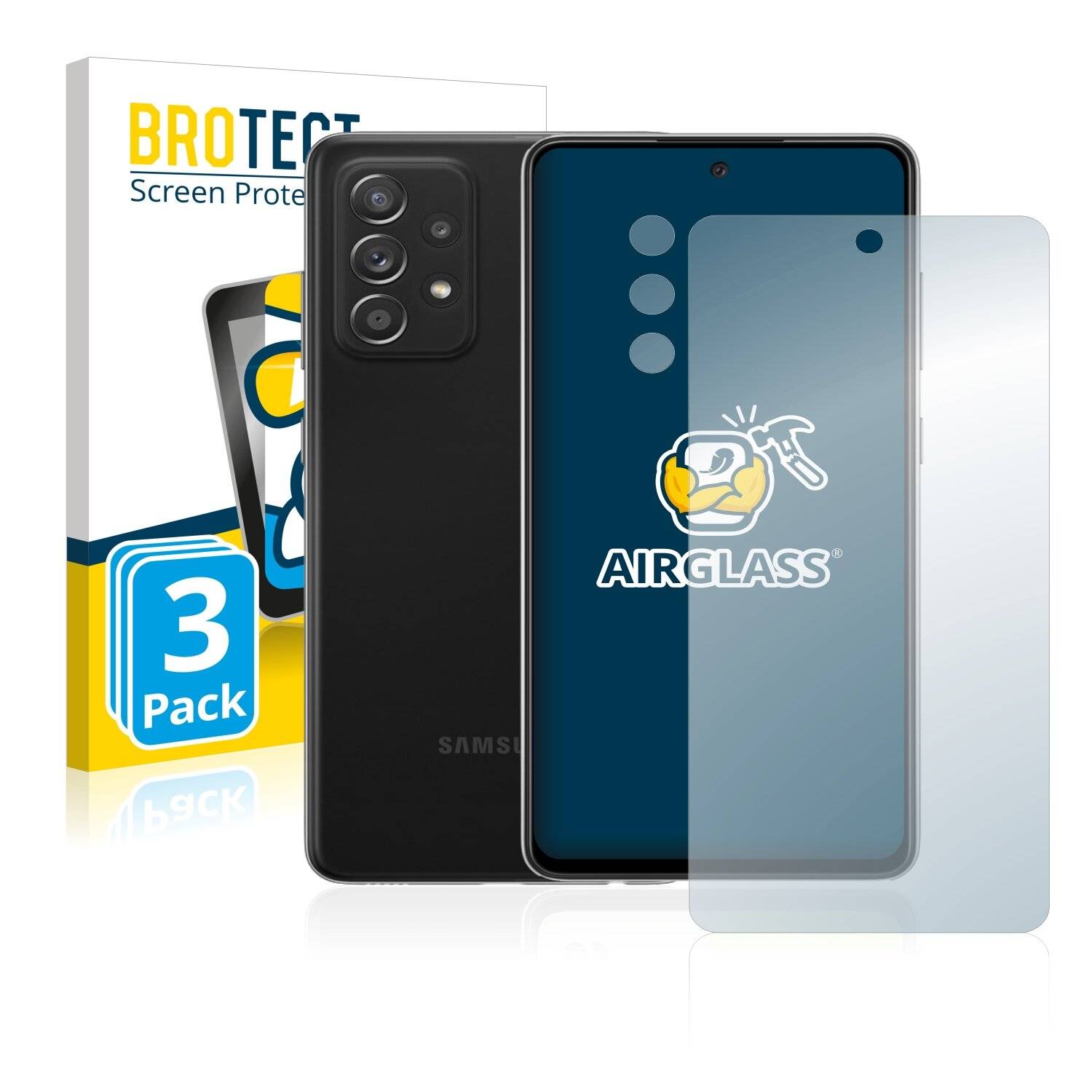 3x BROTECT AirGlass Schutzglas Folie für Samsung Galaxy A52s 5G (Vorderseite +