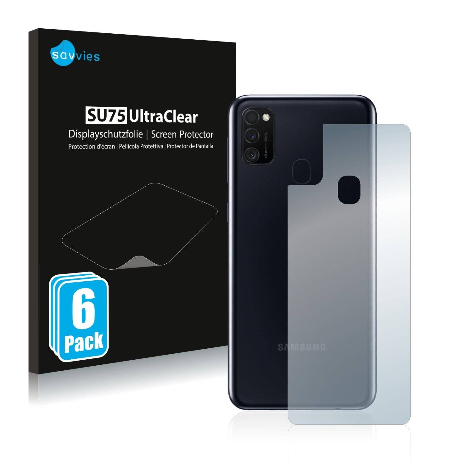 6x Savvies SU75 Displayschutzfolie für Samsung Galaxy M21 2021